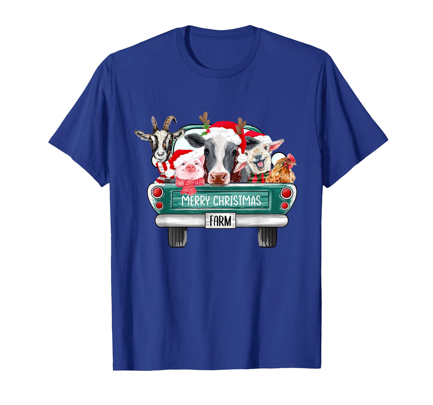 Christmas Farm Animals Truck Santa Hat Family Pajamas Xmas T-Shirt