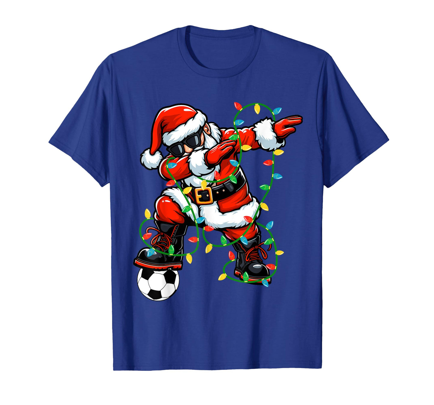 Dabbing Santa Soccer Christmas Lights Xmas Soccer Player T-Shirt