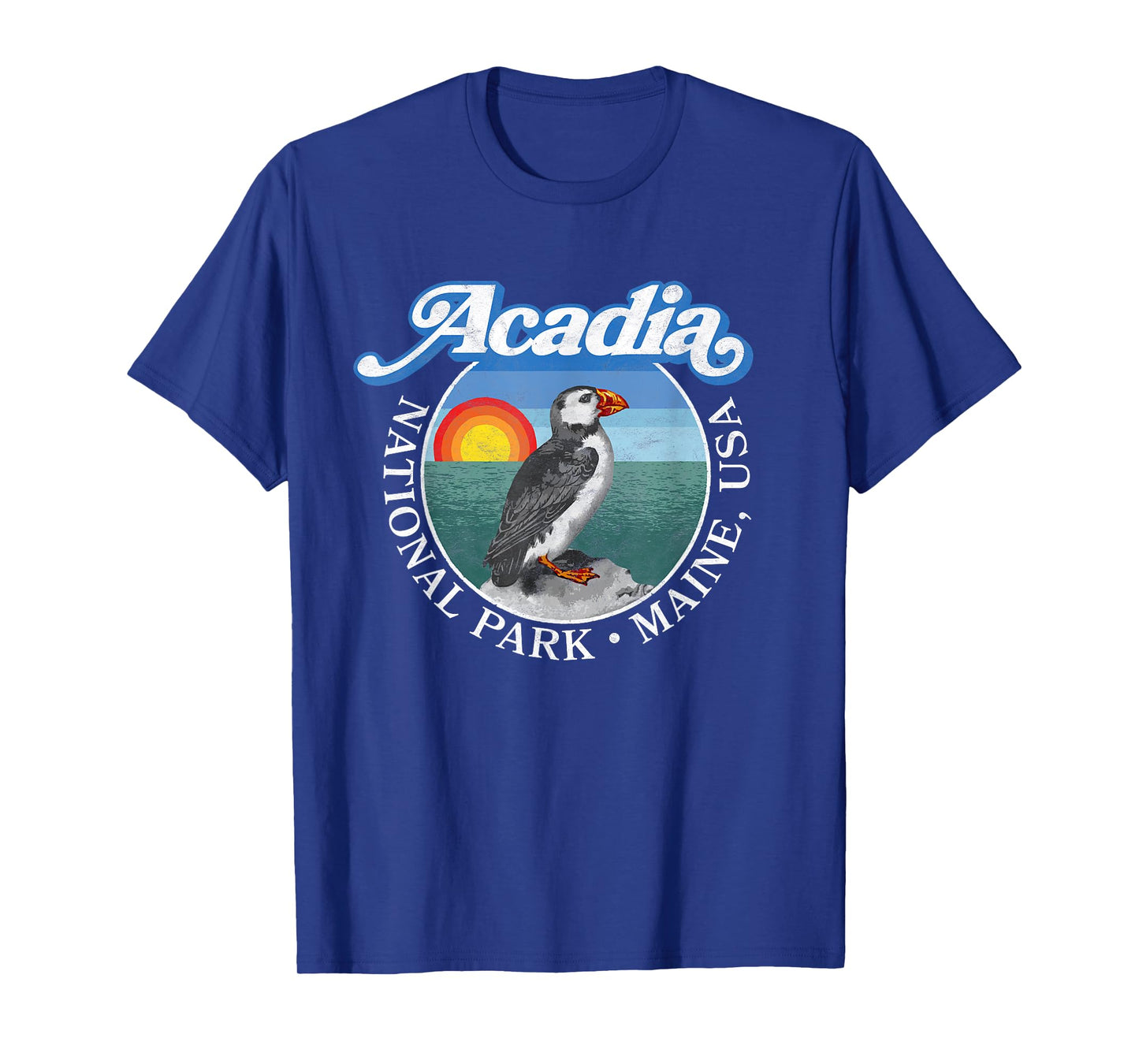 Retro Acadia National Park Vintage Maine Puffin T-Shirt