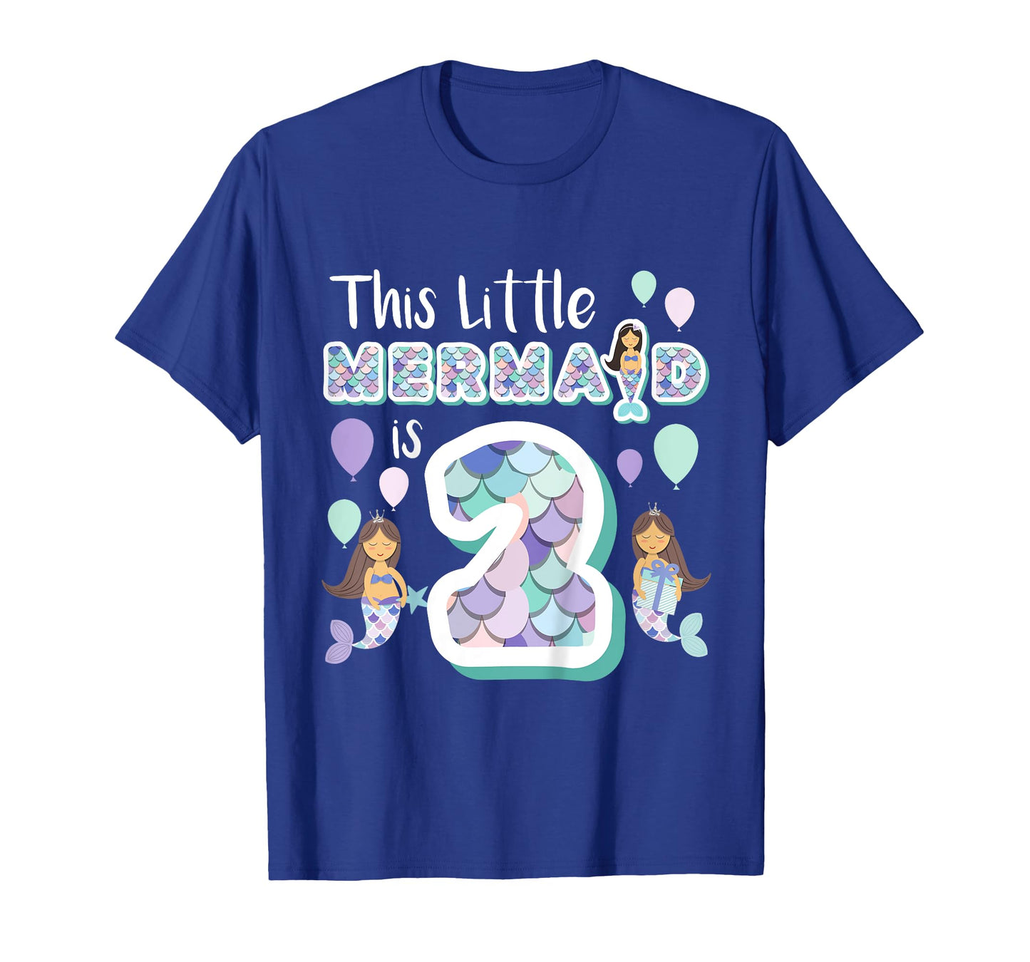2 Year Old Mermaid Birthday Party Theme Girl 2nd Girls Gift T-Shirt