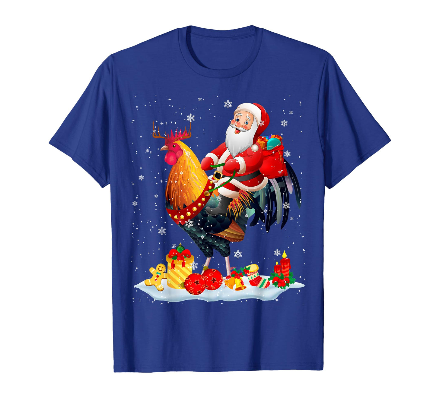 Santa Riding Chicken Reindeer Christmas Santa Chicken Lover T-Shirt