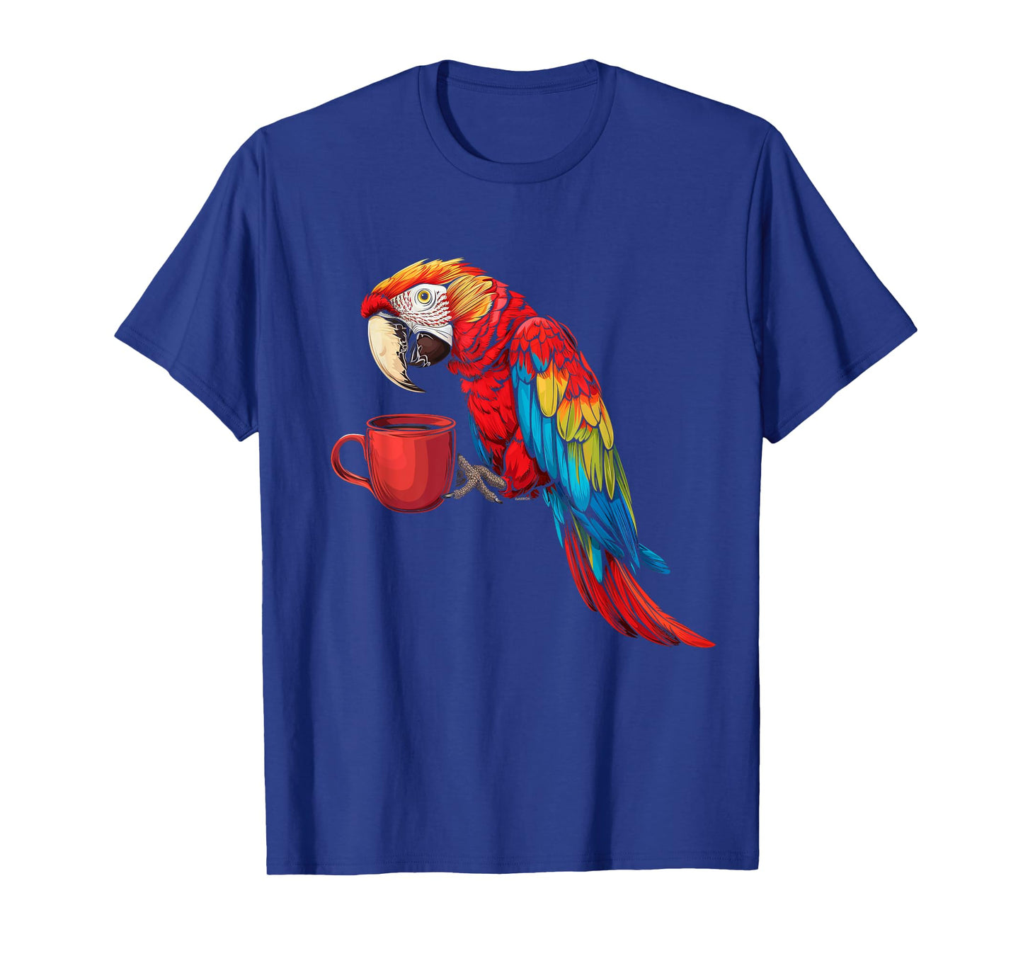 Macaw Parrot Drinking Coffee Funny Parrot Bird Lover T-Shirt