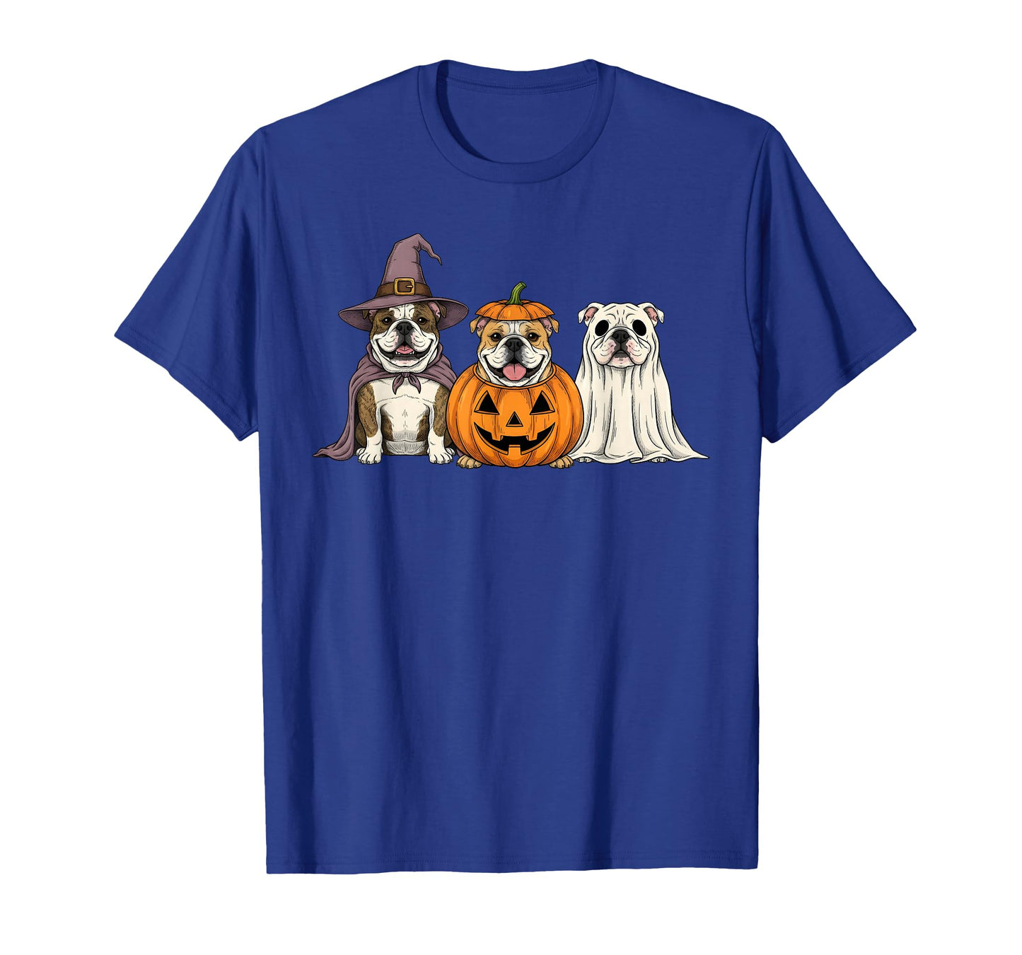 Spooky Ghost English Bulldog Pumpkin Halloween Dog Lover T-Shirt