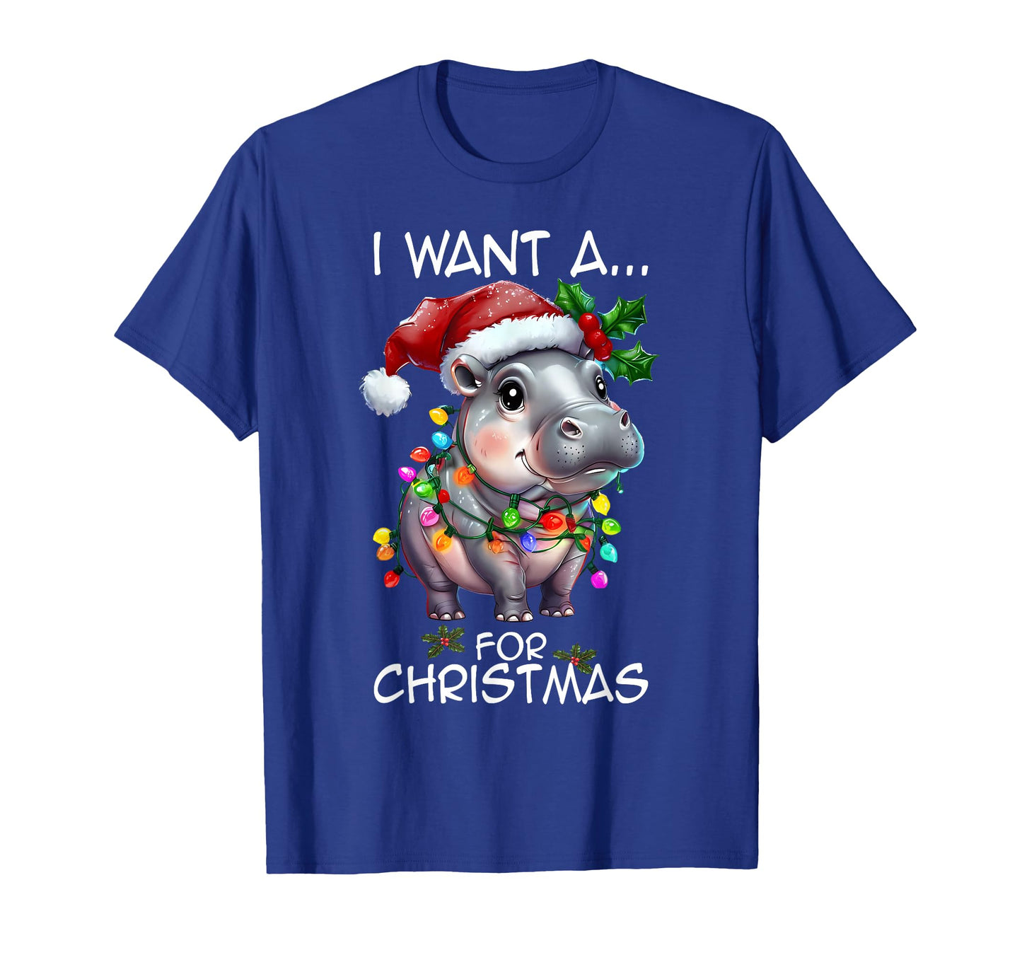 I Want A Hippopotamus For Christmas Hippo Lovers Xmas Kids T-Shirt