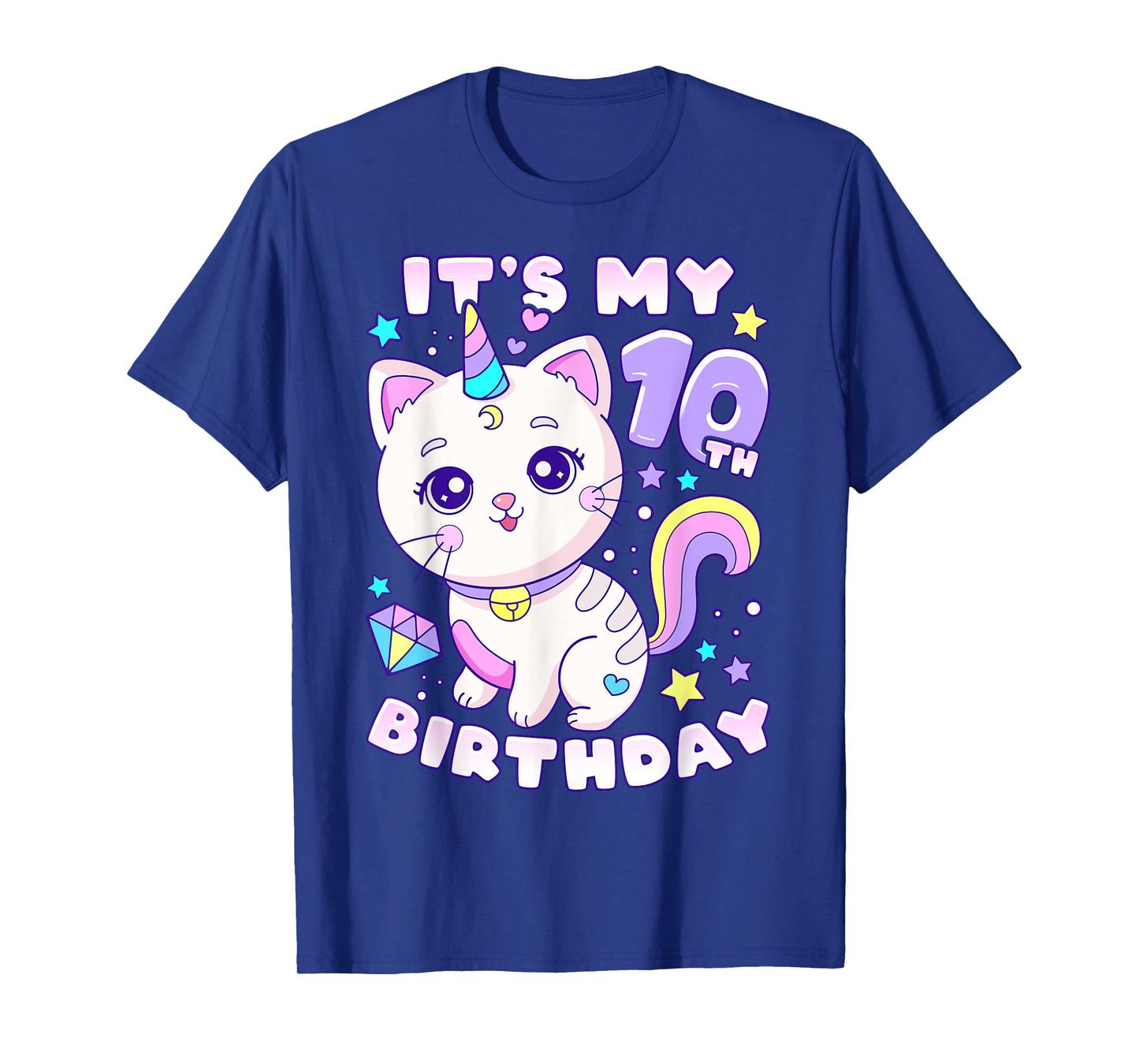 Birthday girl 10 years old, cat, unicorn, 10th birthday T-Shirt