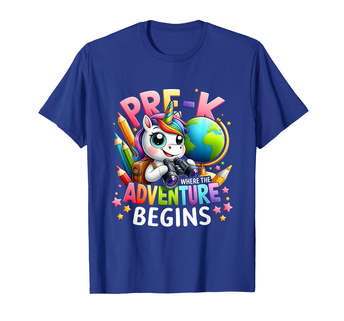 Cute Unicorn School Teacher Pre-K Where The Adventure Begins T-Shirt for Men Women Kids