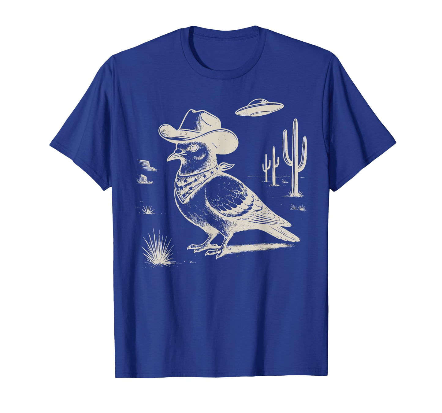 Pigeon Cowboy Hat Western Country UFO Vintage 90s Bird Lover T-Shirt