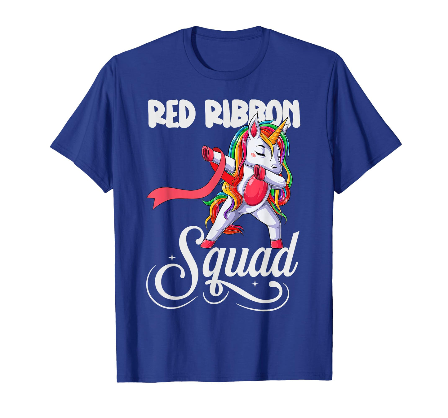 Dabbing unicorn We Wear Red For Red Ribbon Week Awareness T-Shirt
