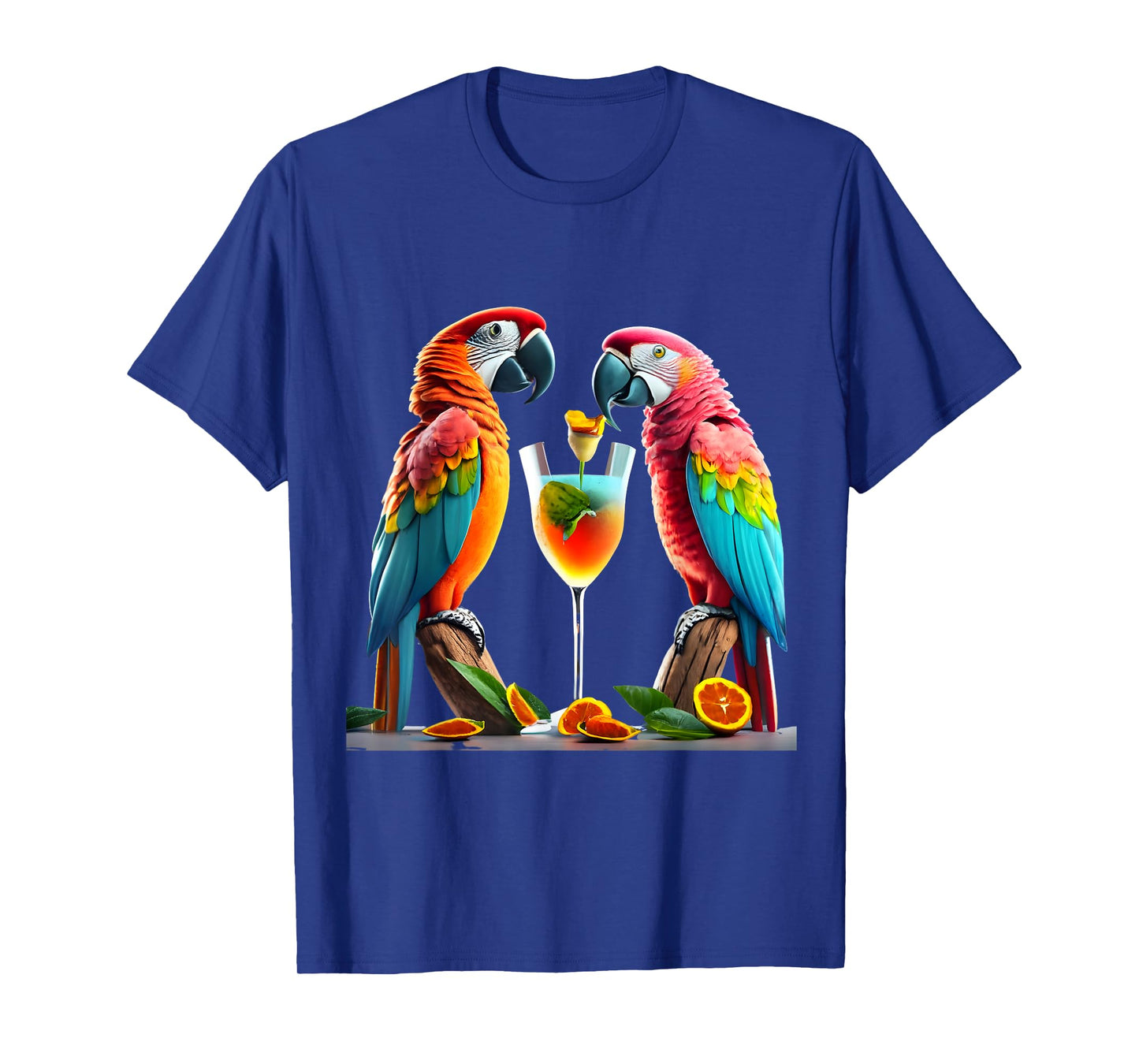 Parrots drinking a Margarita cocktail Summer Beach Vacation T-Shirt for Men Women