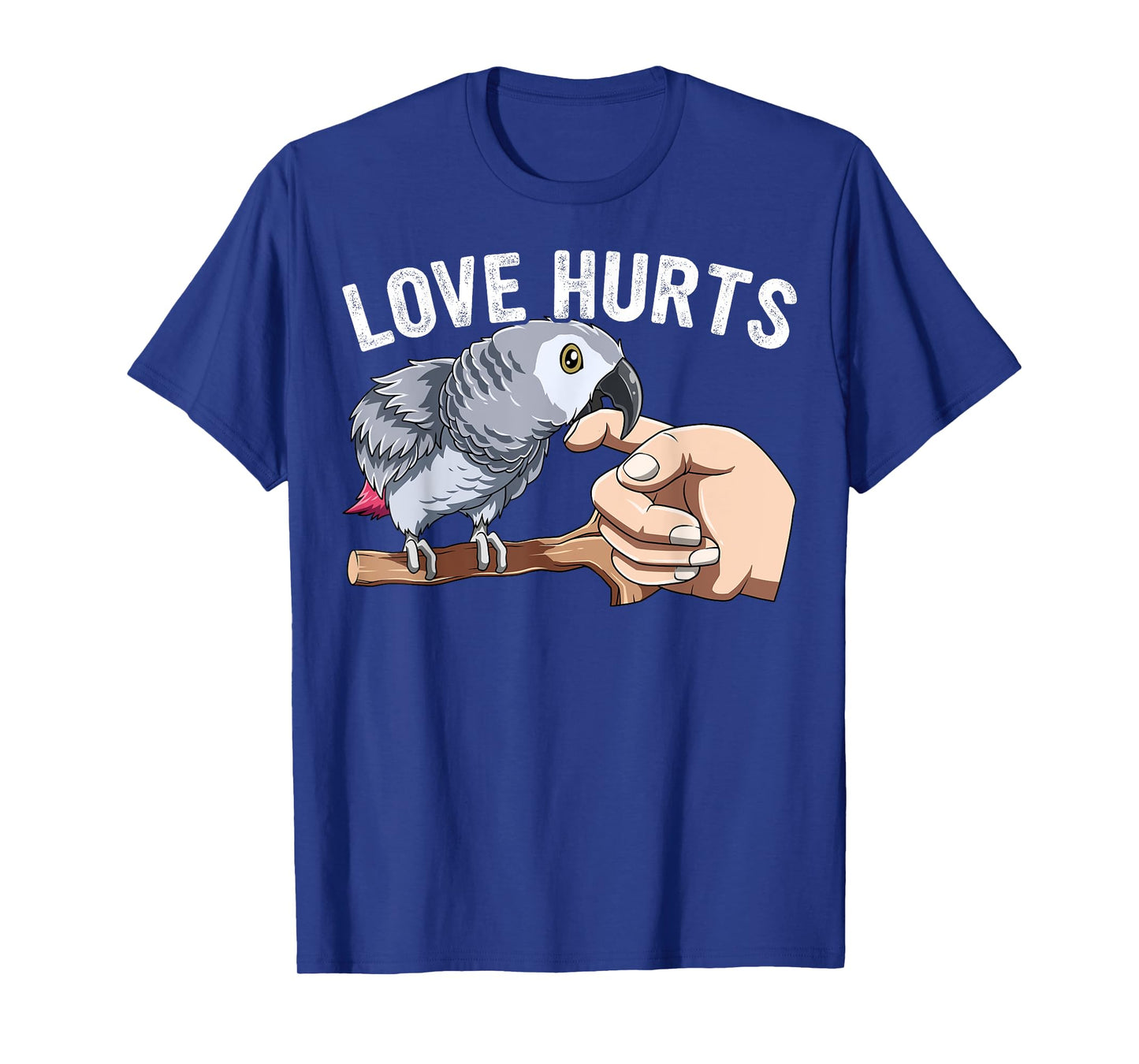 Love Hurts Funny African Grey Parrot Biting Parrot Lovers T-Shirt