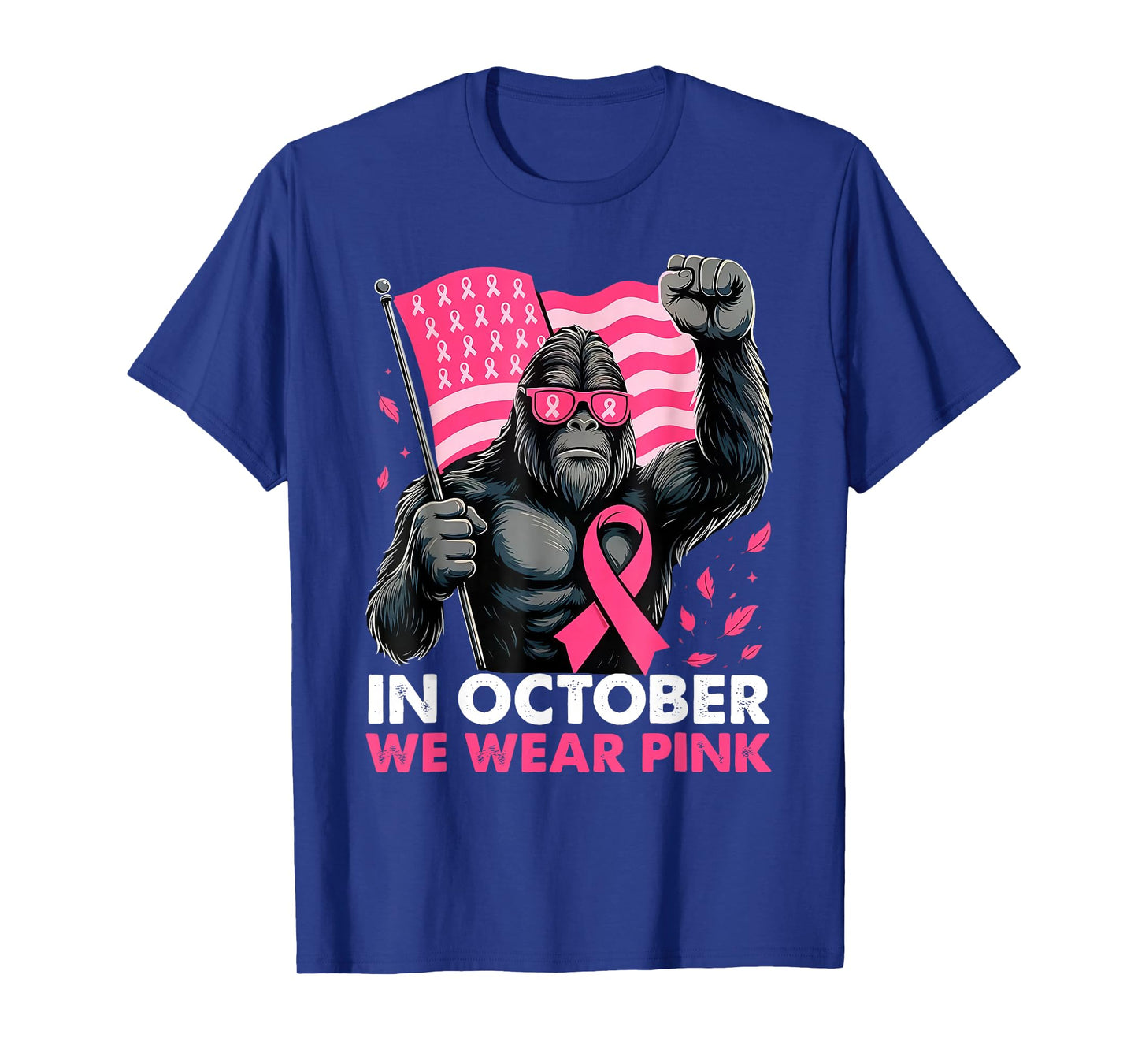 Bigfoot Breast Cancer Awareness Month Pink Ribbon Women Men T-Shirt