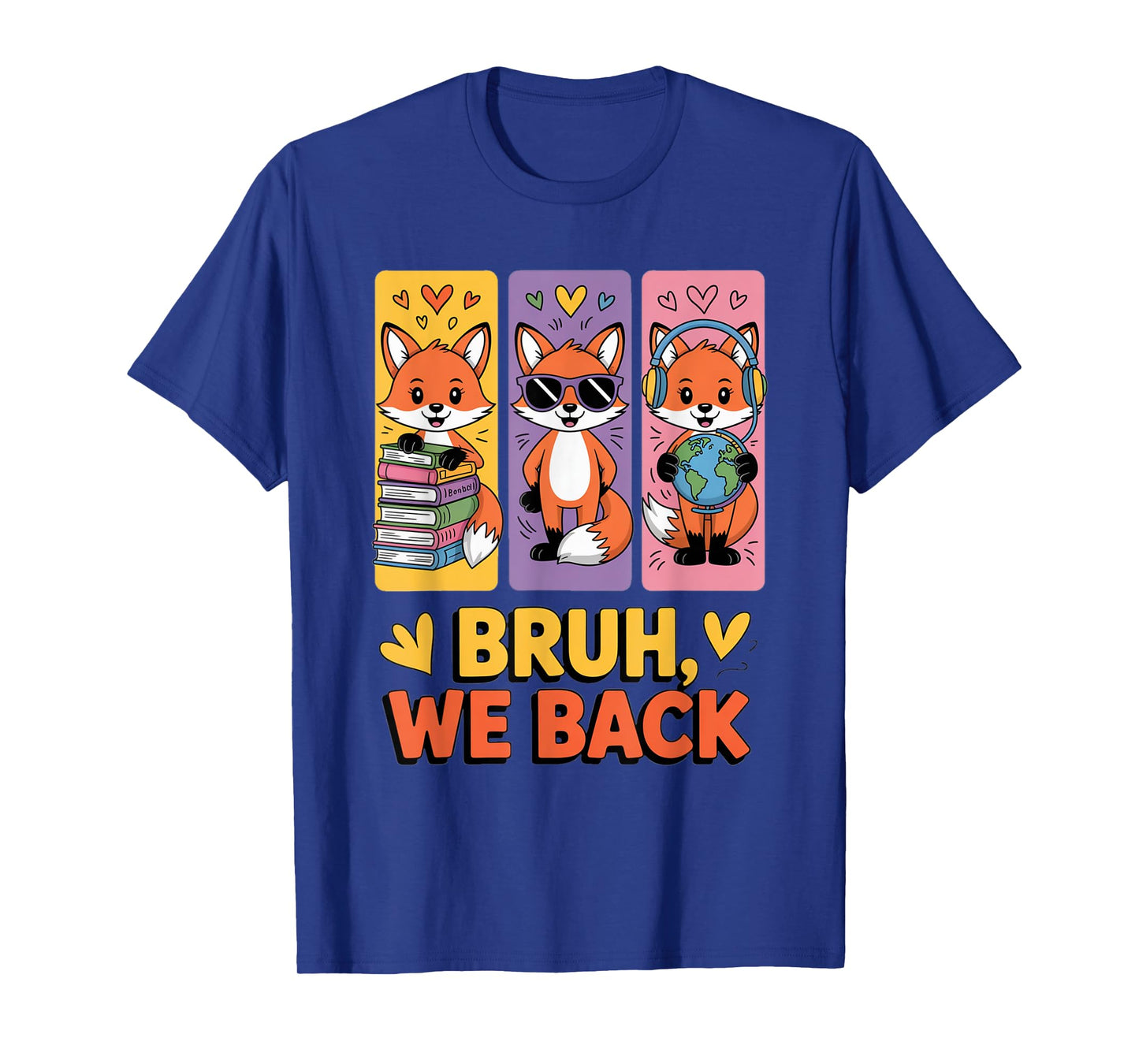 Retro Bruh We Back Funny Fox Back to School for Teachers T-Shirt