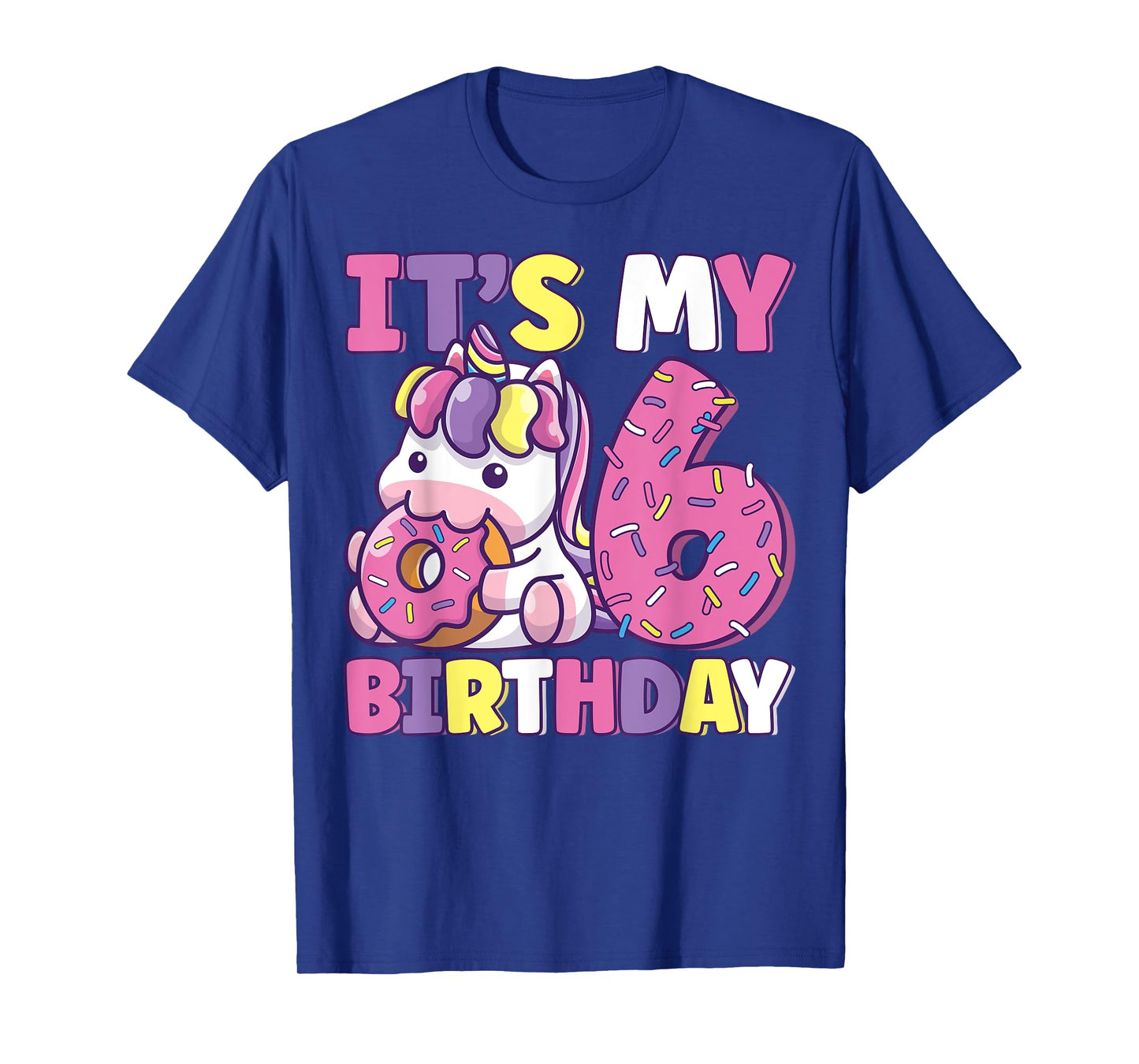 It's My 6th Birthday Party Cute Girls Donut Birthday Unicorn T-Shirt