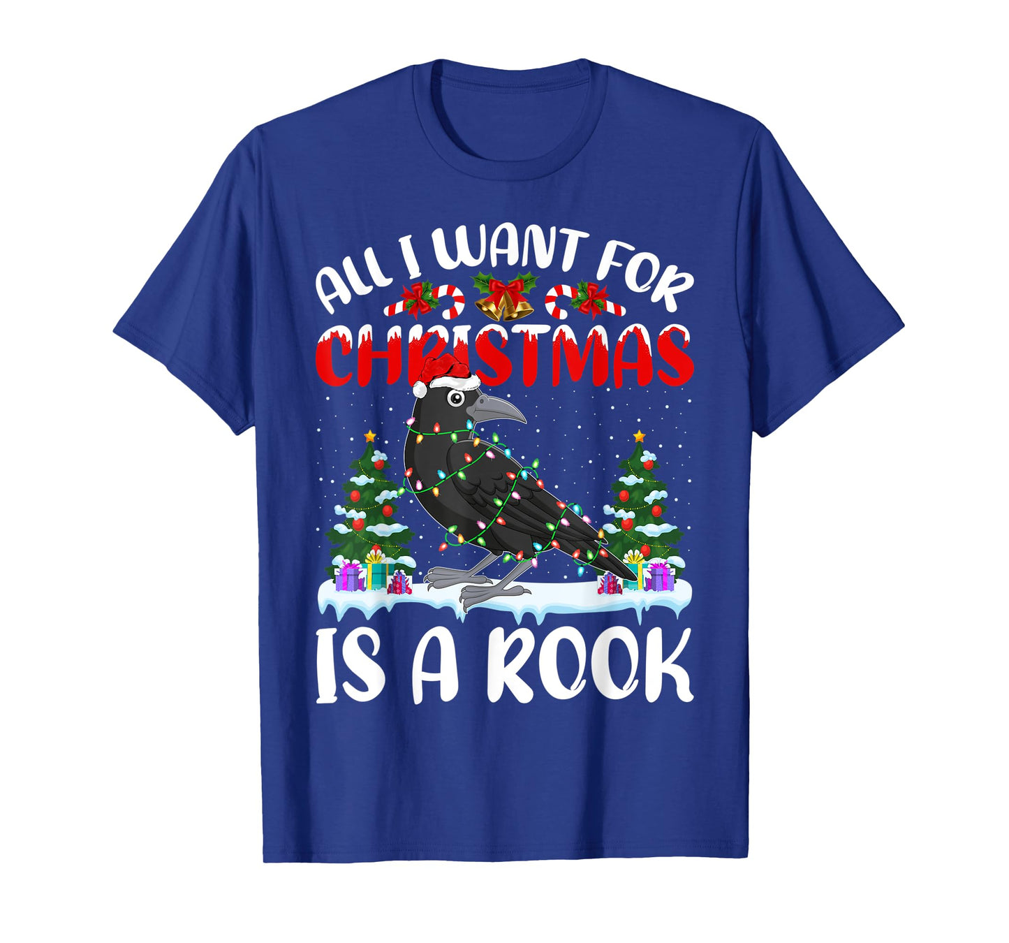 Funny Santa Hat All I Want For Christmas Is A Rook Bird T-Shirt