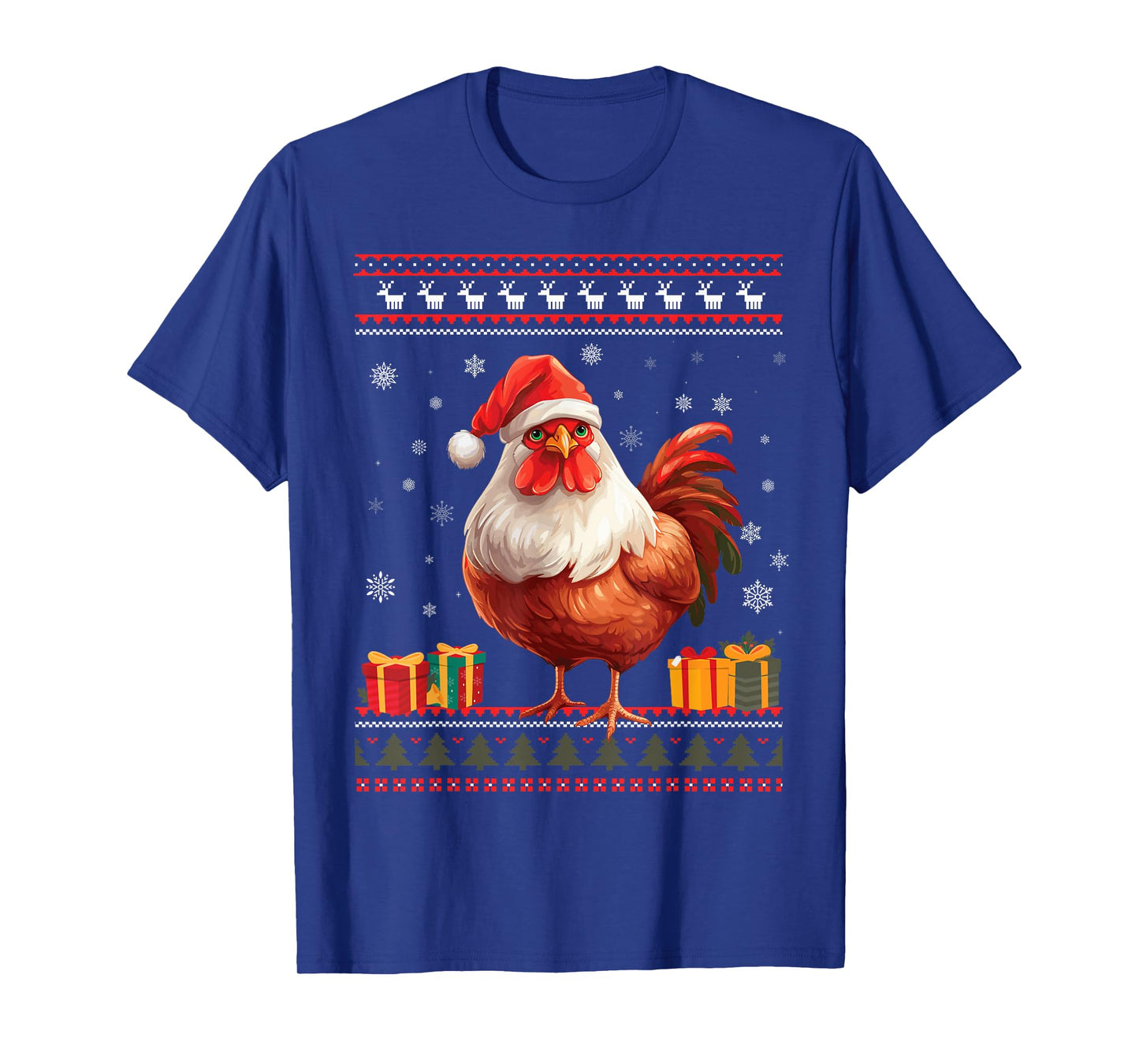 Christmas Chicken Santa Hat Men Women Ugly Christmas Sweater T-Shirt