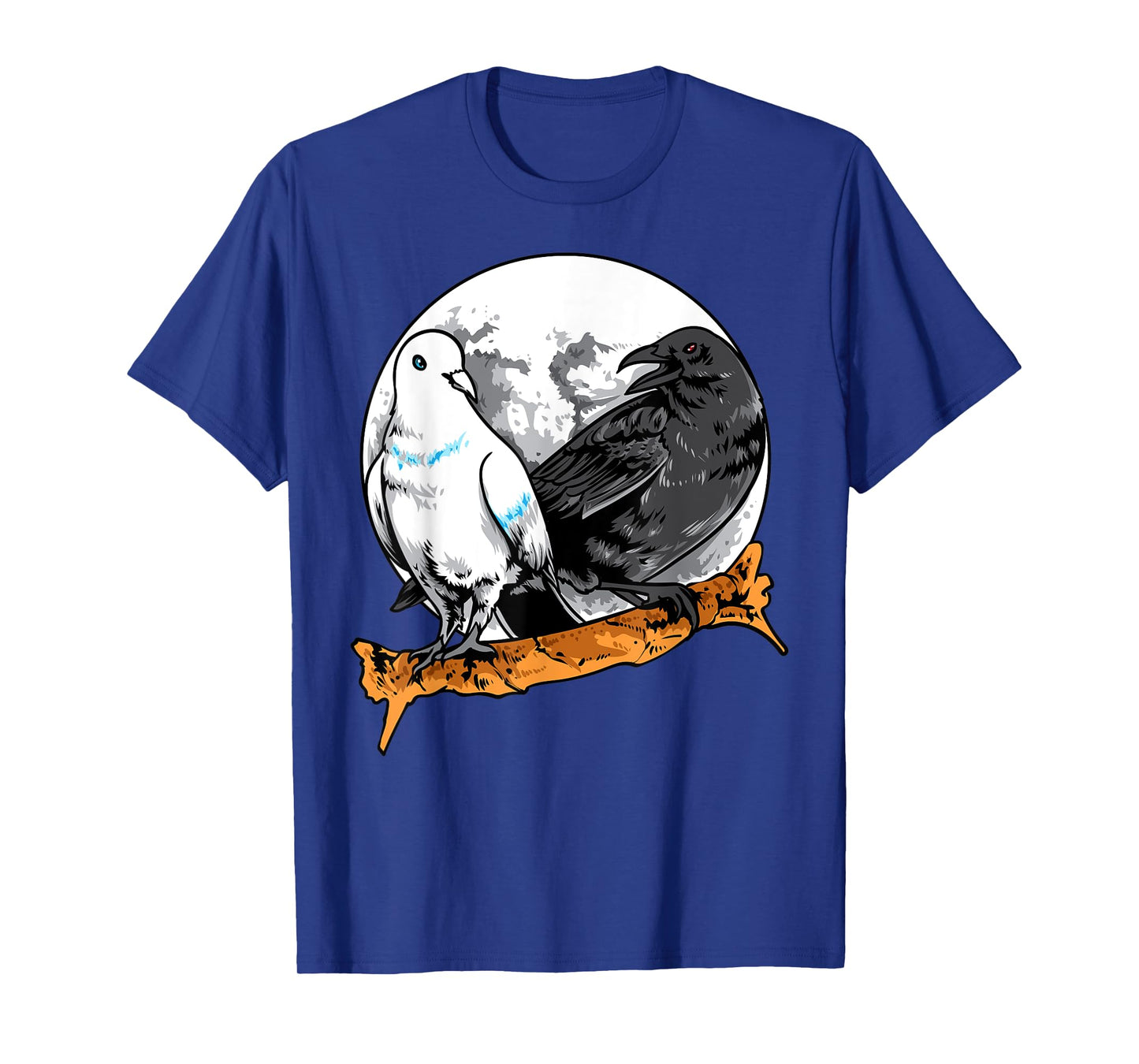 Dove and Crow Ying Yang Raven Birds Spirit Animals Moon T-Shirt