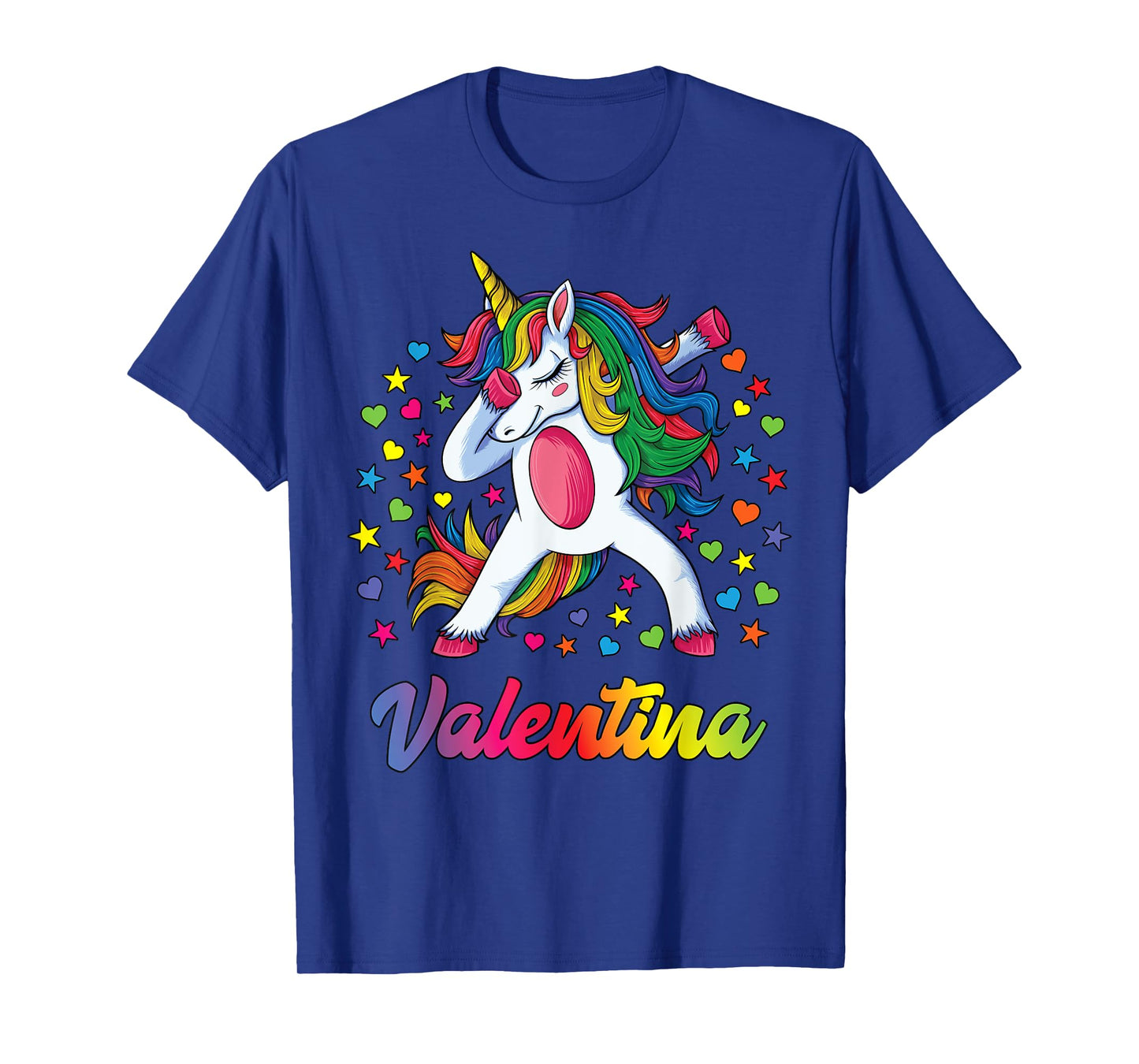 Valentina Dabbing Unicorn Rainbow Personalized Name Custom T-Shirt