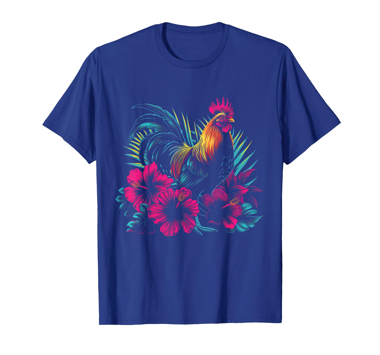 Chicken Hawaiian Flowers Rooster Kauai Hawaii Vintage T-Shirt