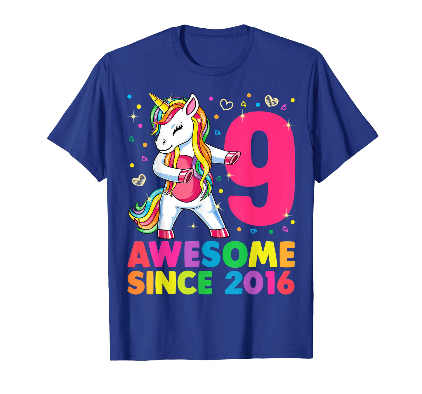 9 Years Old Unicorn Flossing 9th Birthday Girl Unicorn Party T-Shirt