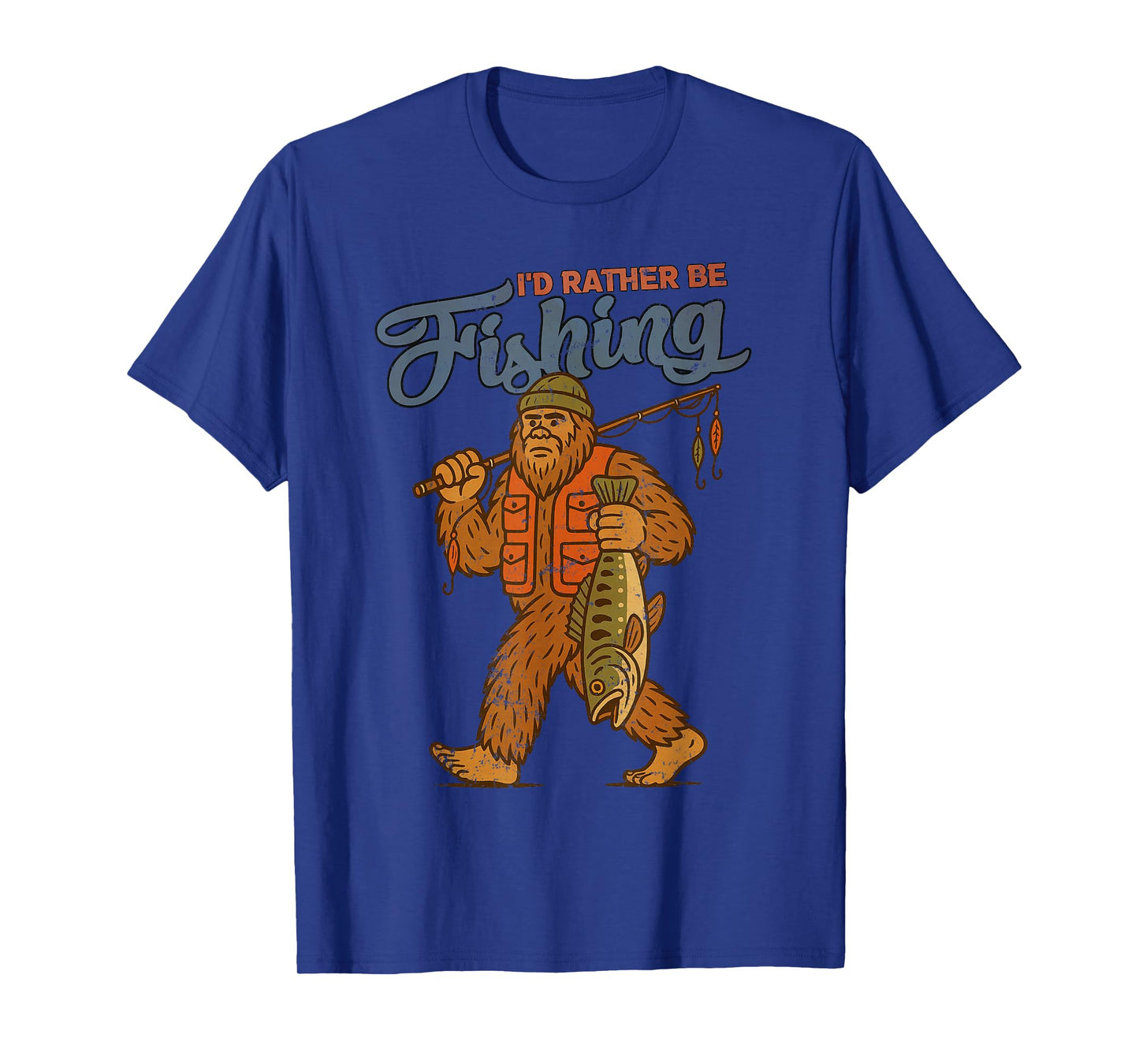 I'd Rather Be Fishing Bigfoot Sasquatch Fishing Men Boys T-Shirt