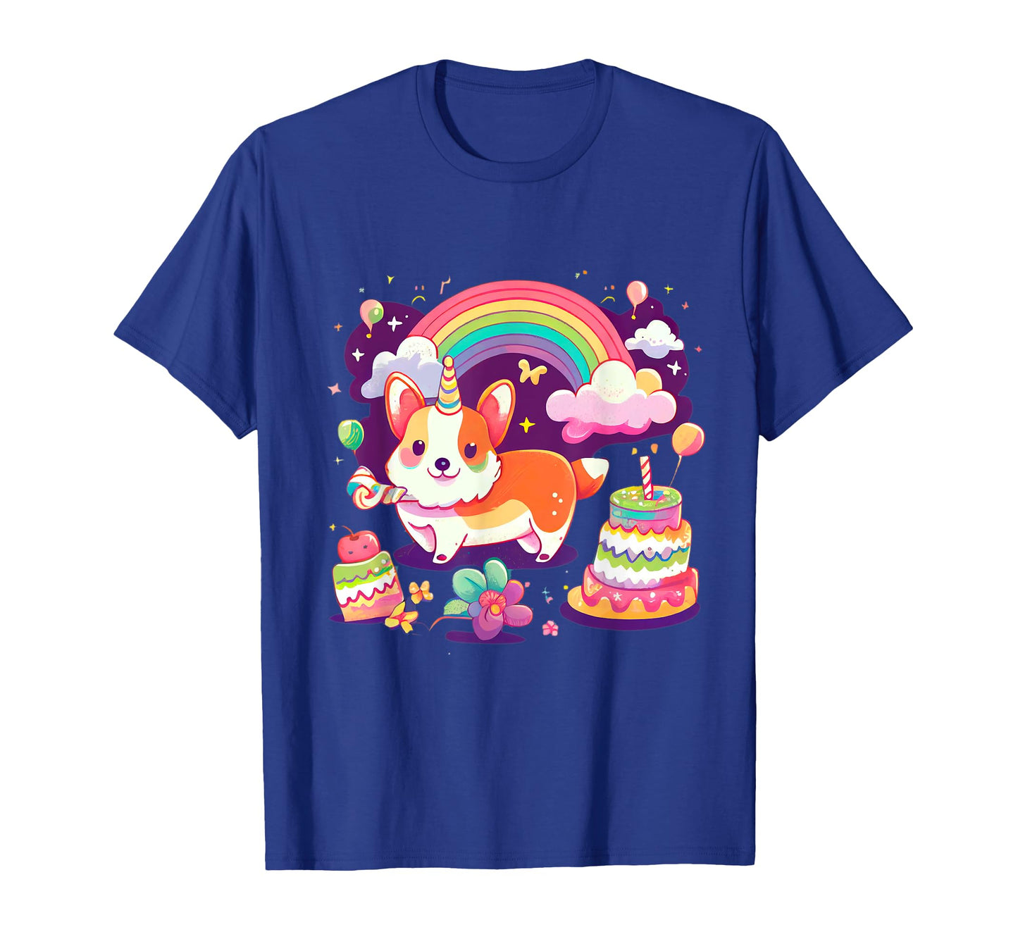 Corgi Unicorn Rainbow Cake T-Shirt