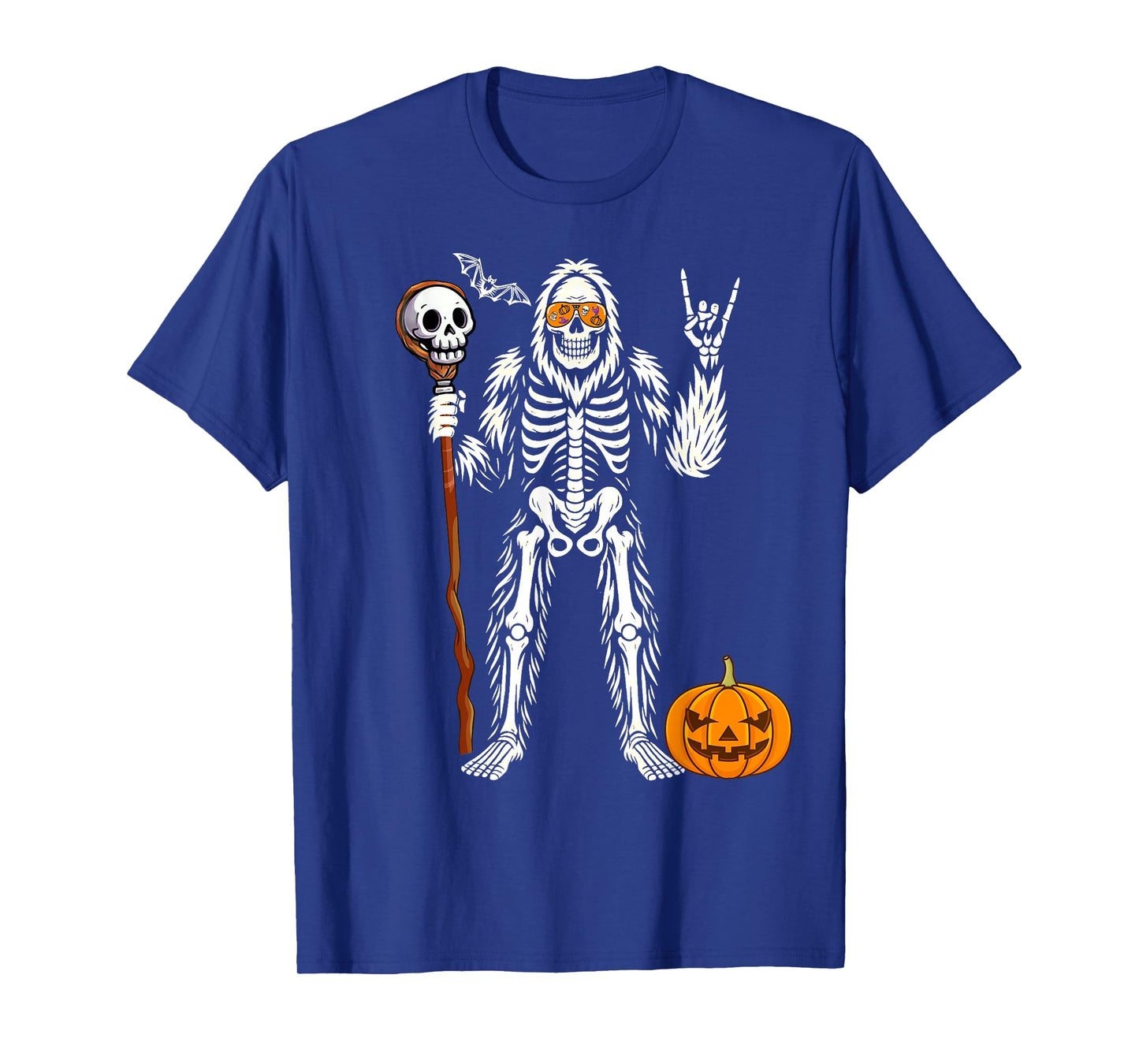 Halloween Skeleton Bigfoot Rock Pumpkin Skull Men Boys T-Shirt