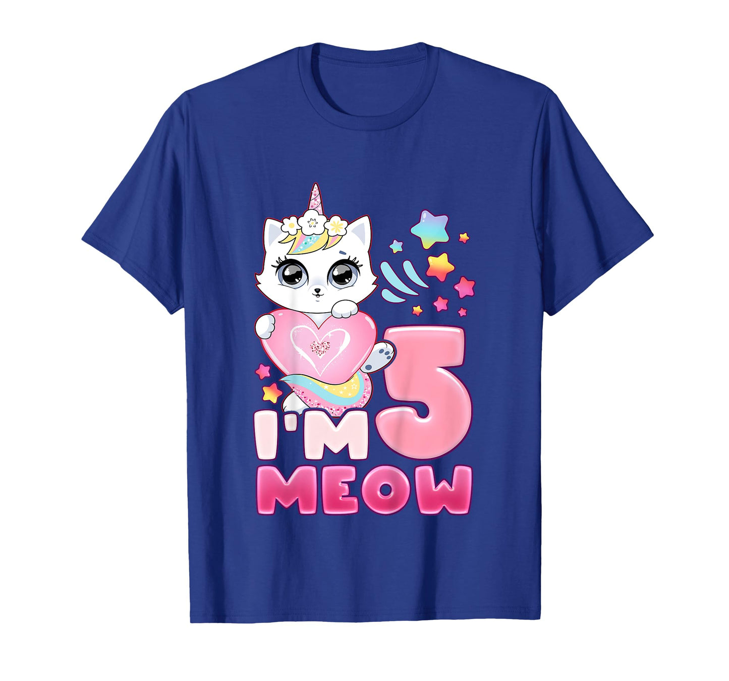 Birthday girl 5 years old, cat, unicorn, 5th birthday T-Shirt