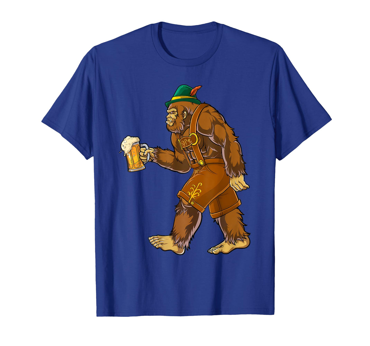 German Bigfoot Lederhosen Funny Oktoberfest Men Prost T-Shirt