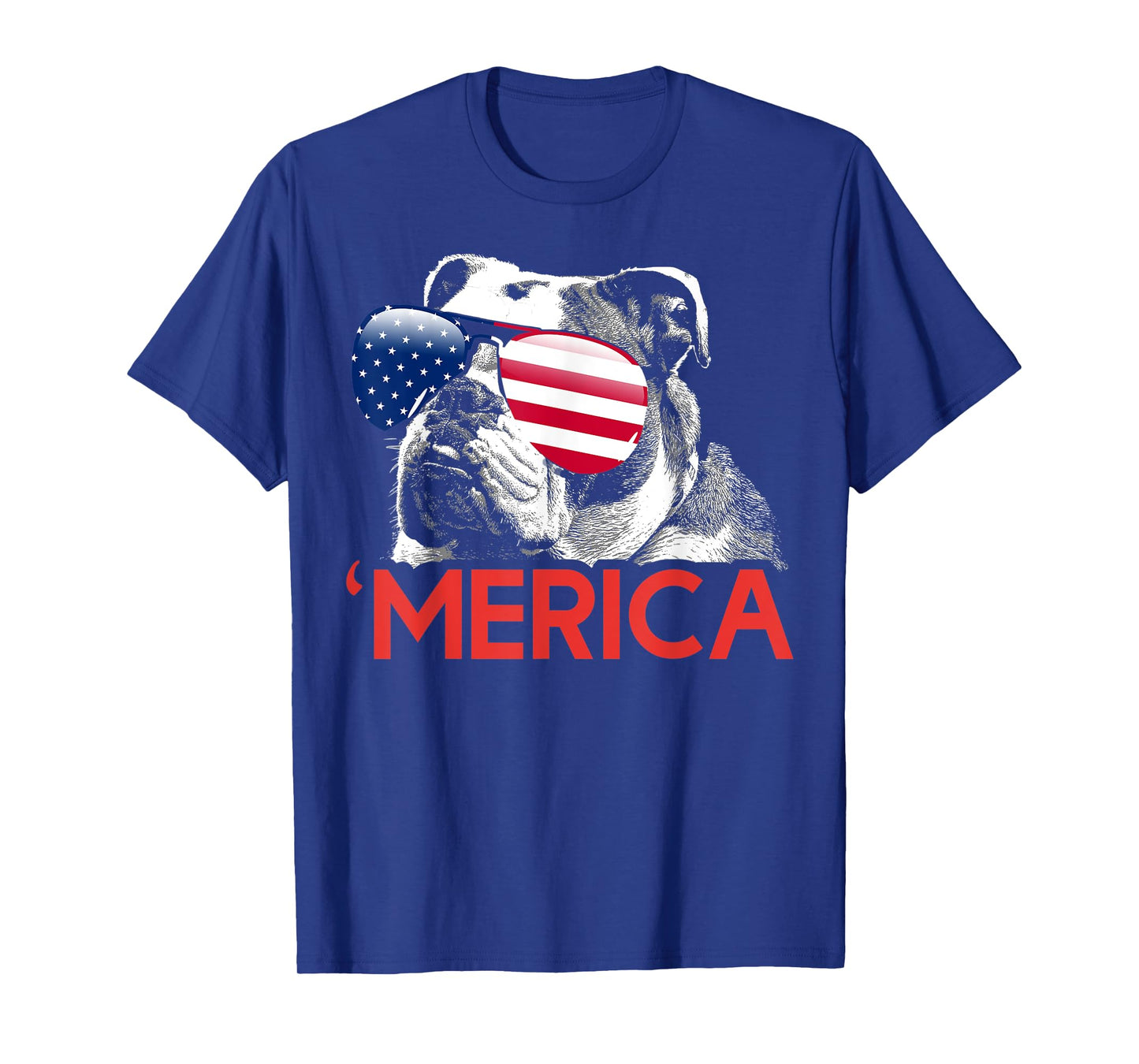 Merica Bulldog American Flag 4th of July T-Shirt