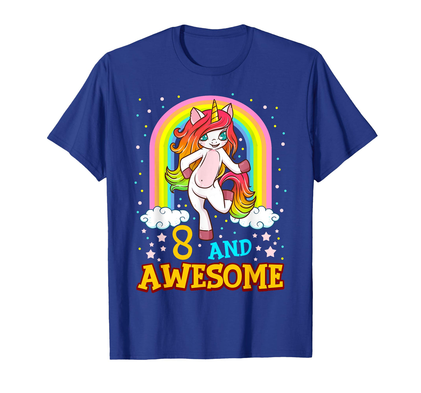 Girls 8th Birthday Unicorn T-Shirt Gift For 8 Year Old Party T-Shirt