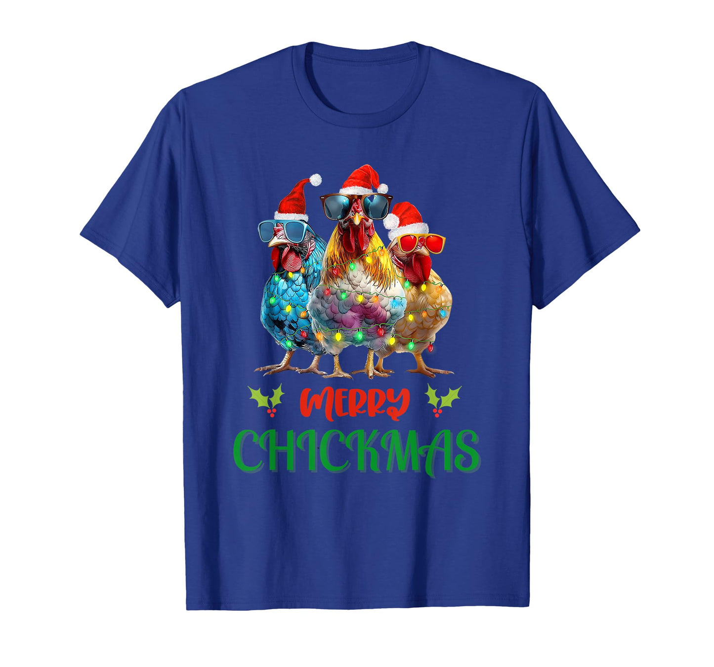 Merry Chickmas Ornament Lights Chicken Farmer Christmas T-Shirt