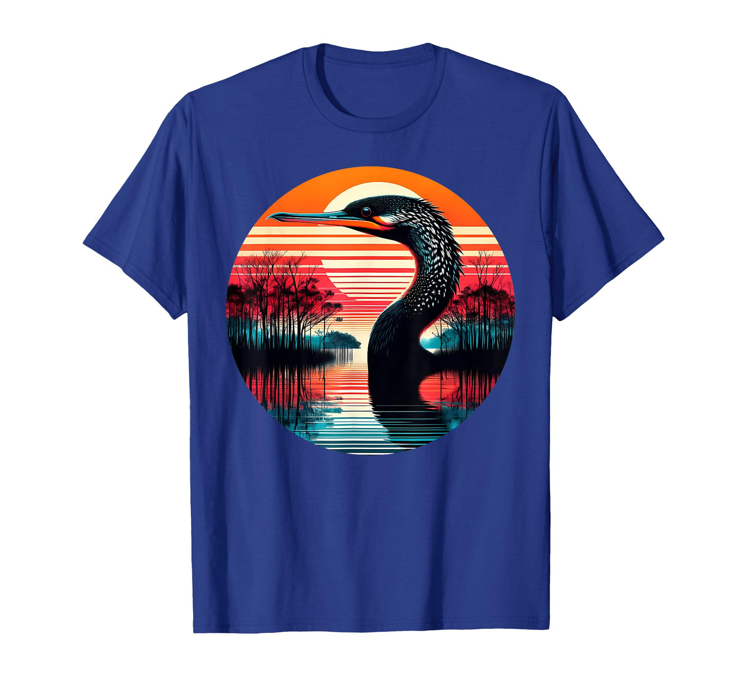 Anhinga Bird Sunset Retro Style Safari Vintage 70s T-Shirt