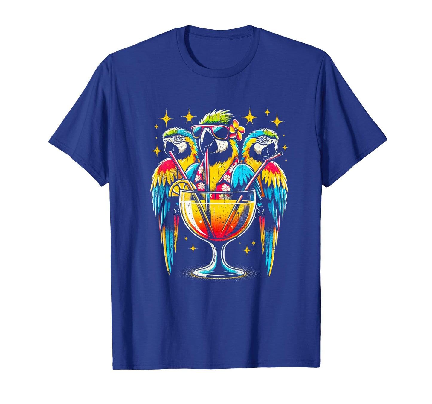 Parrots Drinking Margarita Tropical Birds Vacation Hawaiian T-Shirt