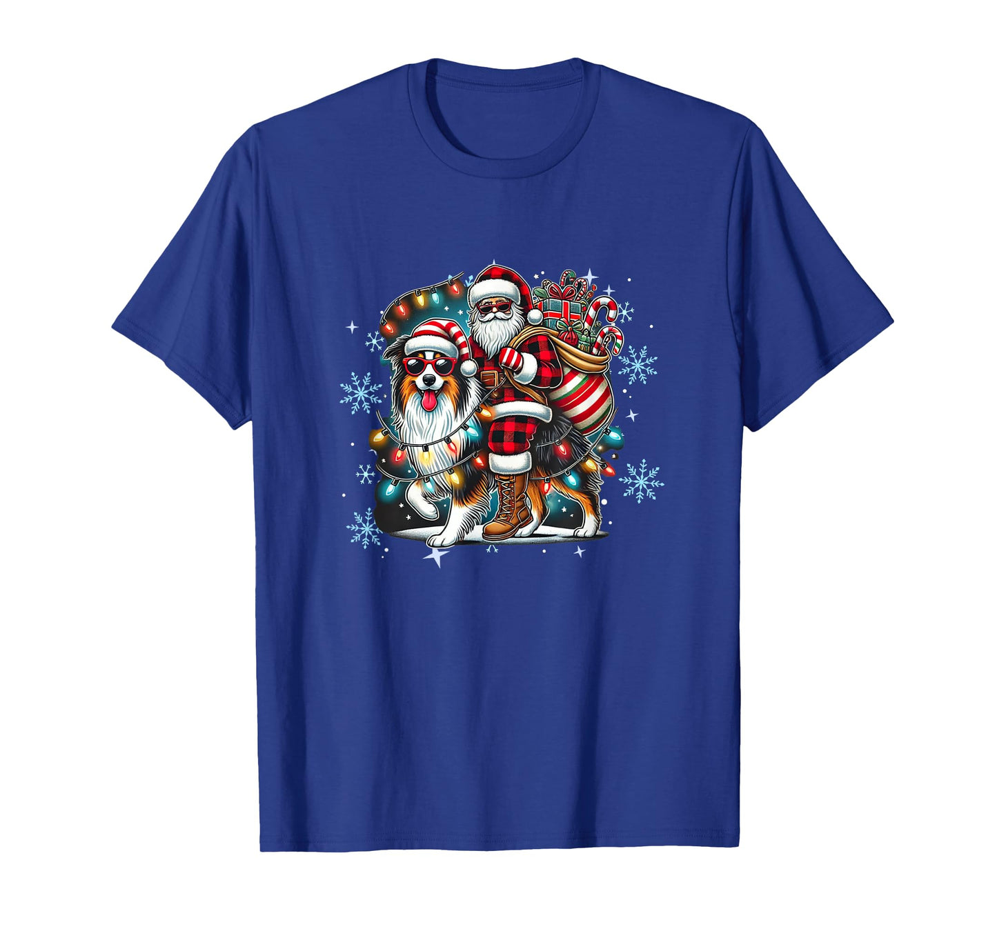 Australian Shepherd Christmas Santa Hat Xmas Aussie Lover T-Shirt