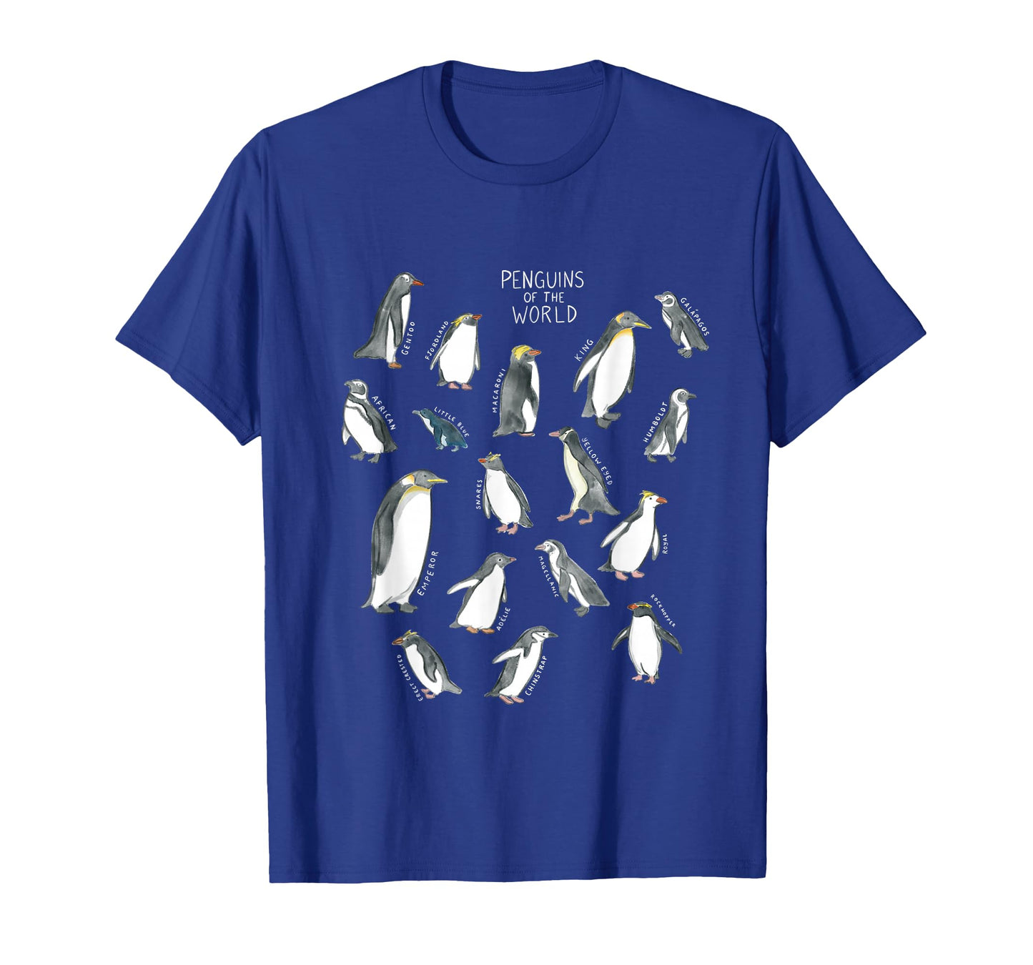All types of penguins in the world watercolour T-Shirt
