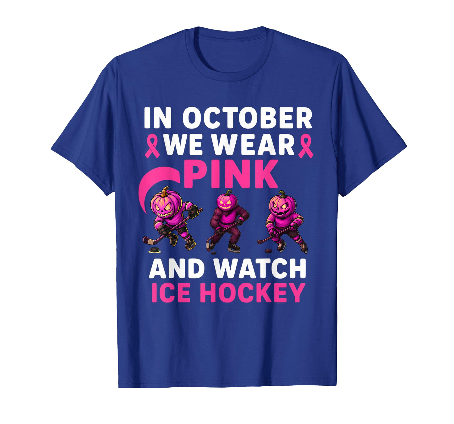 in October We Wear Pink Mythical Ice Hockey Creatures T-Shirt