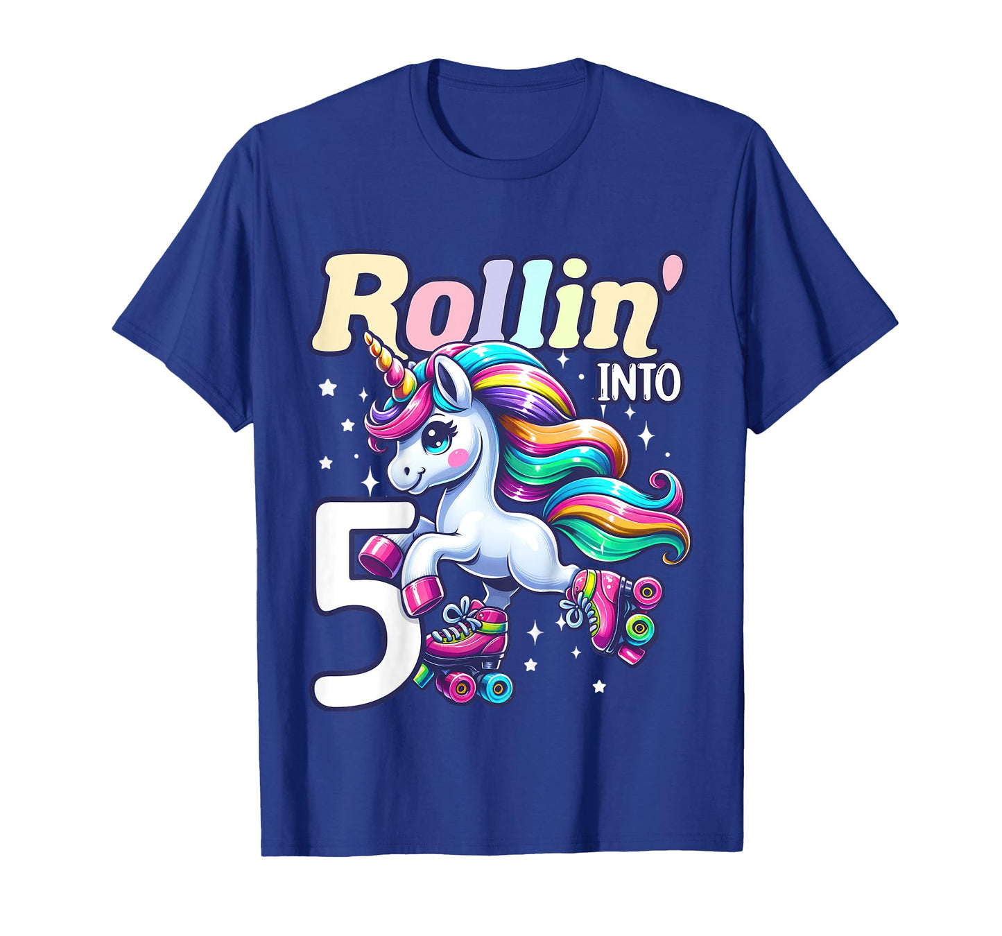 Kids Unicorn Roller Skate 5th Birthday 5 Year Old Party Girls T-Shirt