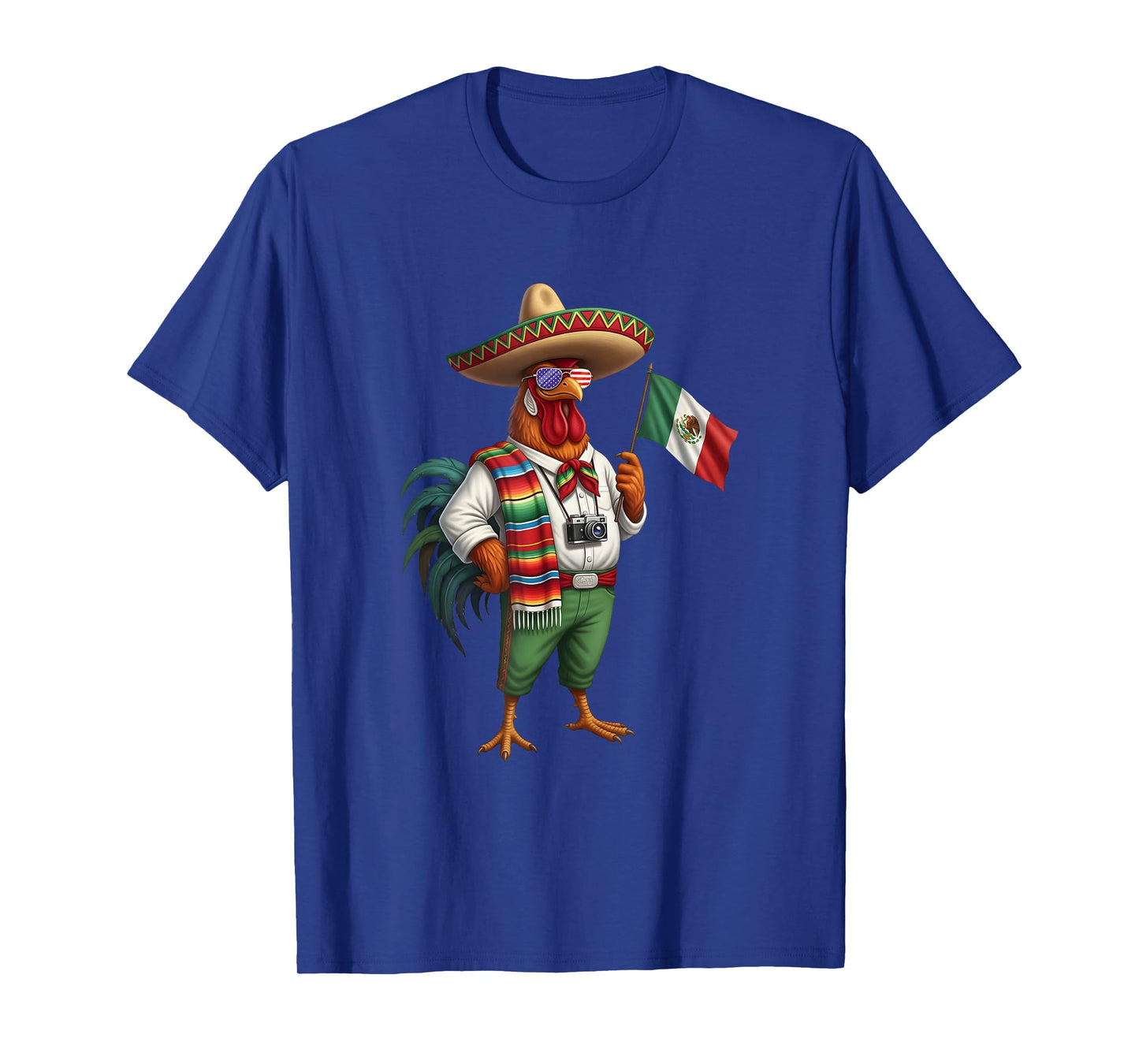 Mexican Rooster Chicken Mexico Flag American Sunglasses T-Shirt