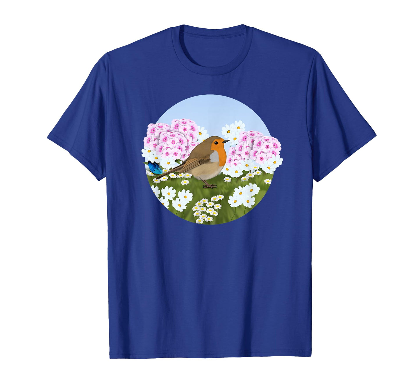 Robin Summer Flowers Bird Birder Bird Watching Biologist T-Shirt