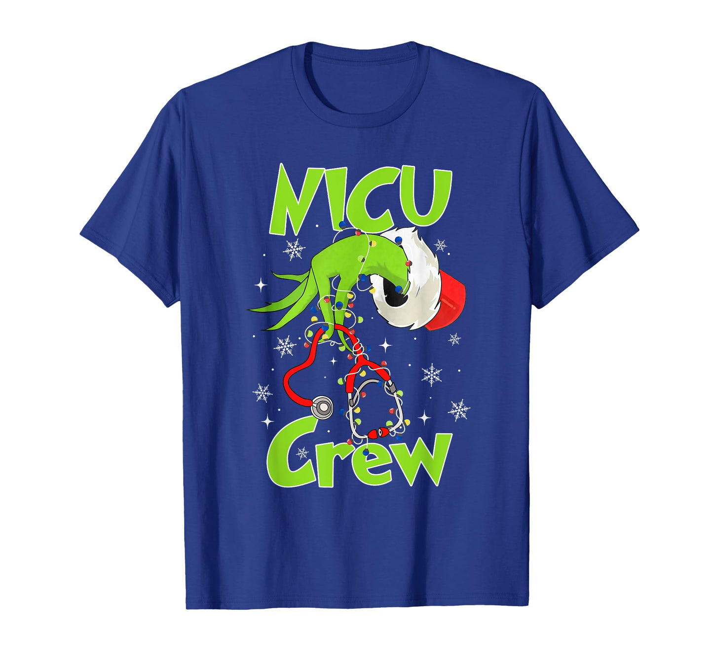 Nurse Christmas Stethoscope NICU Crew Xmas Lights Pajamas T-Shirt
