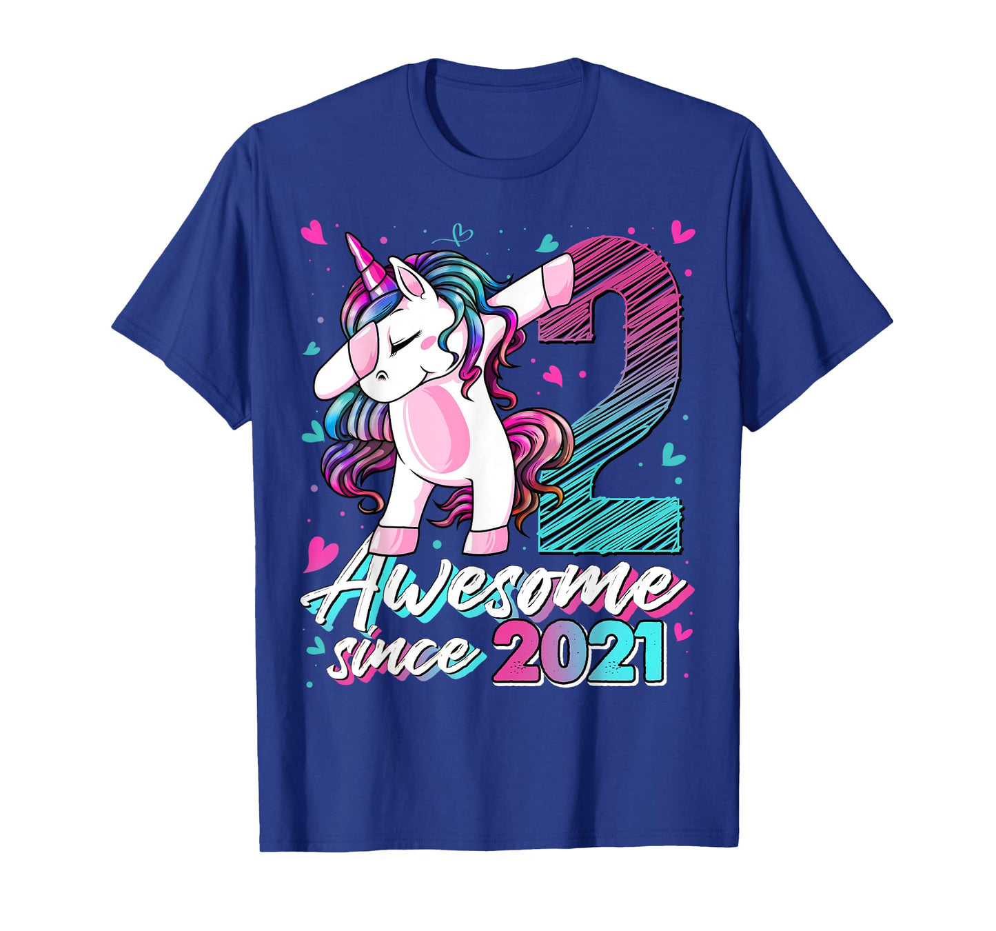2 Years Old Dabbing Unicorn Gifts 2nd Birthday Girl Party T-Shirt