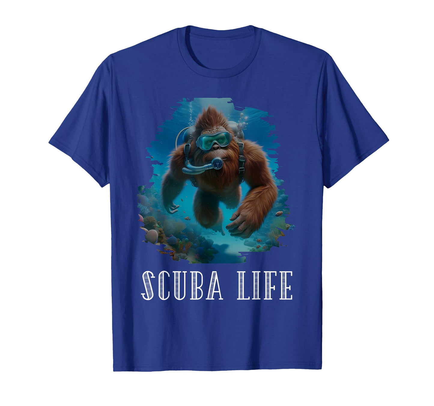 Funny Bigfoot Scuba Diving Scuba Diver Sasquatch Hawaiian T-Shirt
