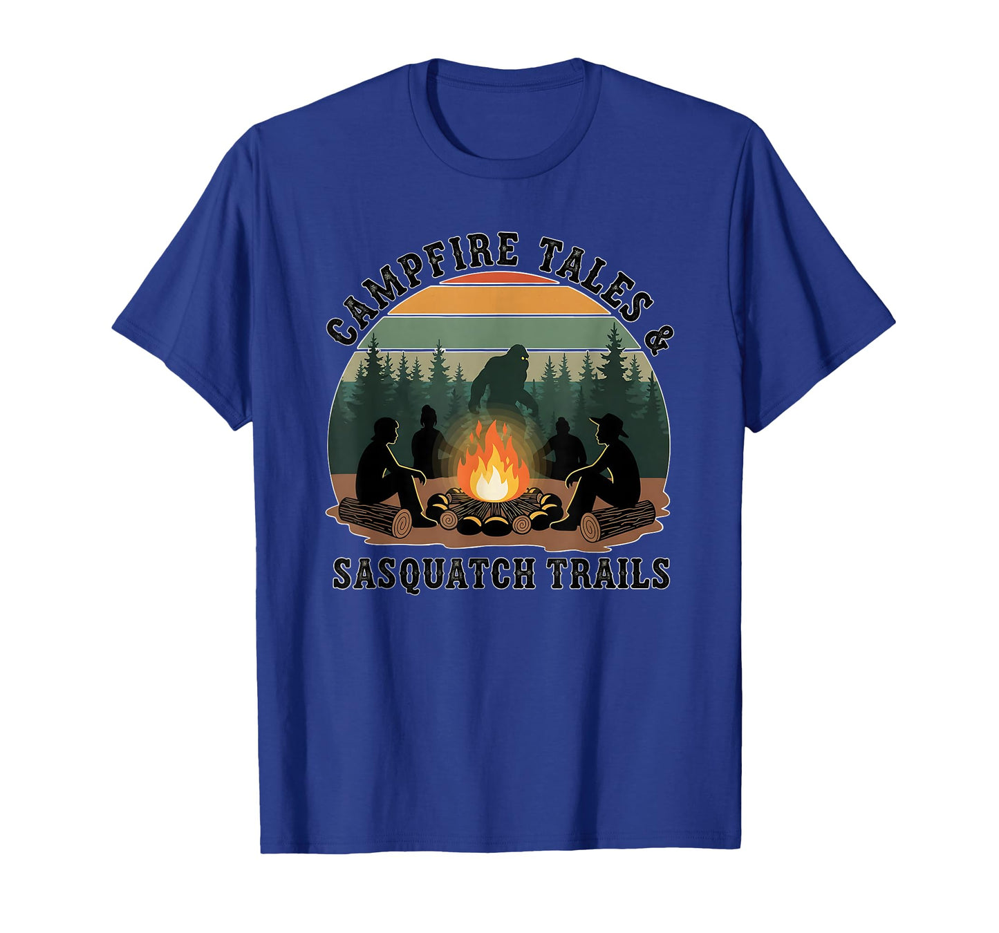 Sasquatch Trails – Retro Bigfoot Camping Campfire Tales T-Shirt