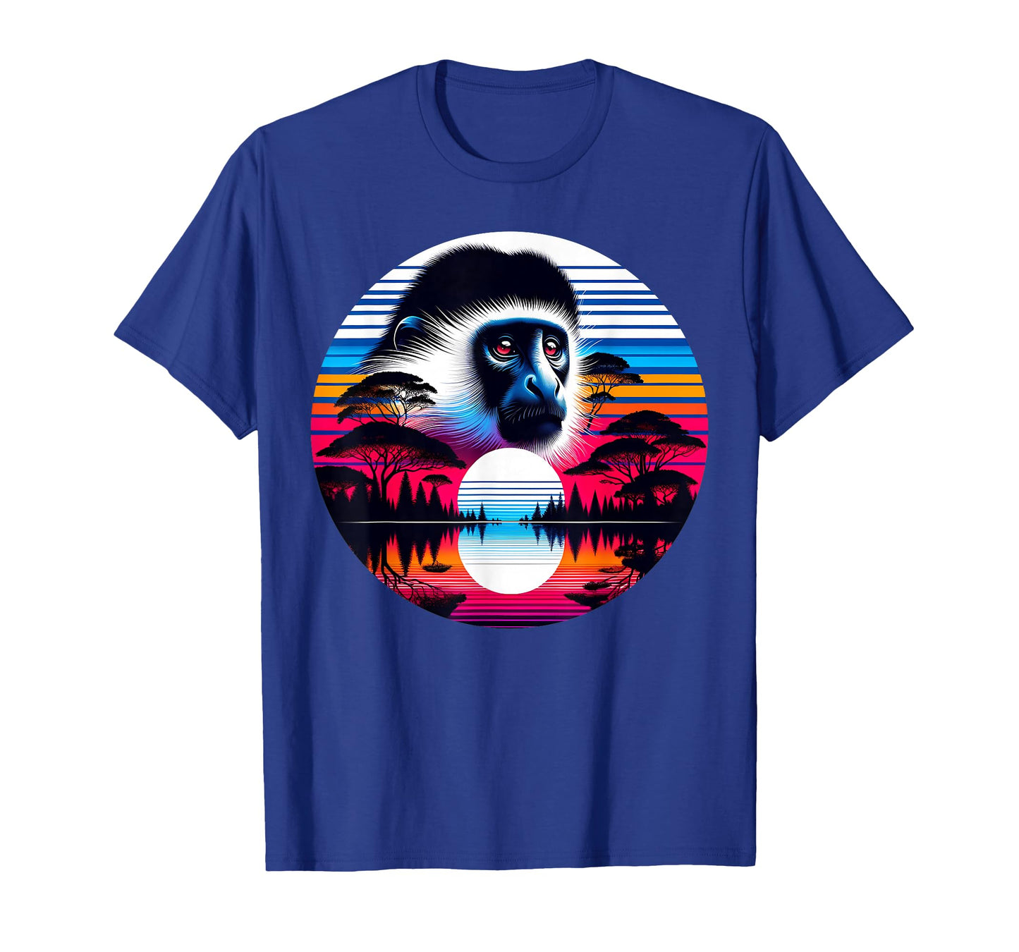 Colobus Monkey Sunset Retro Style Safari Vintage 70s T-Shirt
