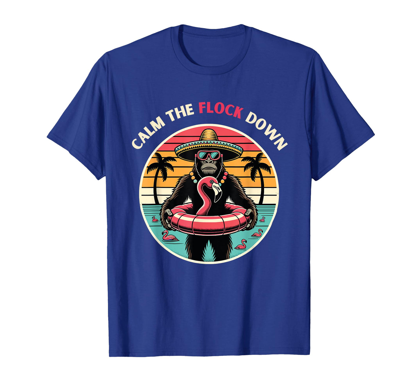 Bigfoot Sasquatch Flamingo pool party T-Shirt