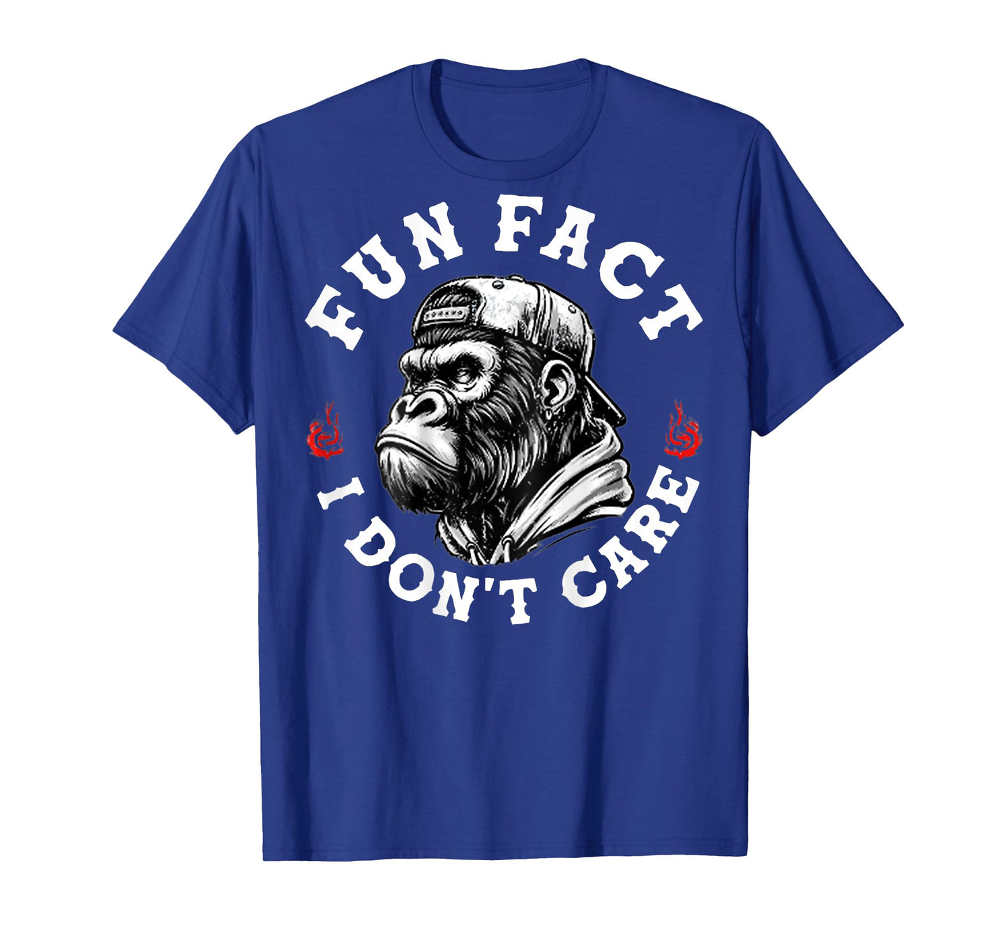 (ON Back) Fun Fact I Don't Care Funny Monkey Saying Quote T-Shirt
