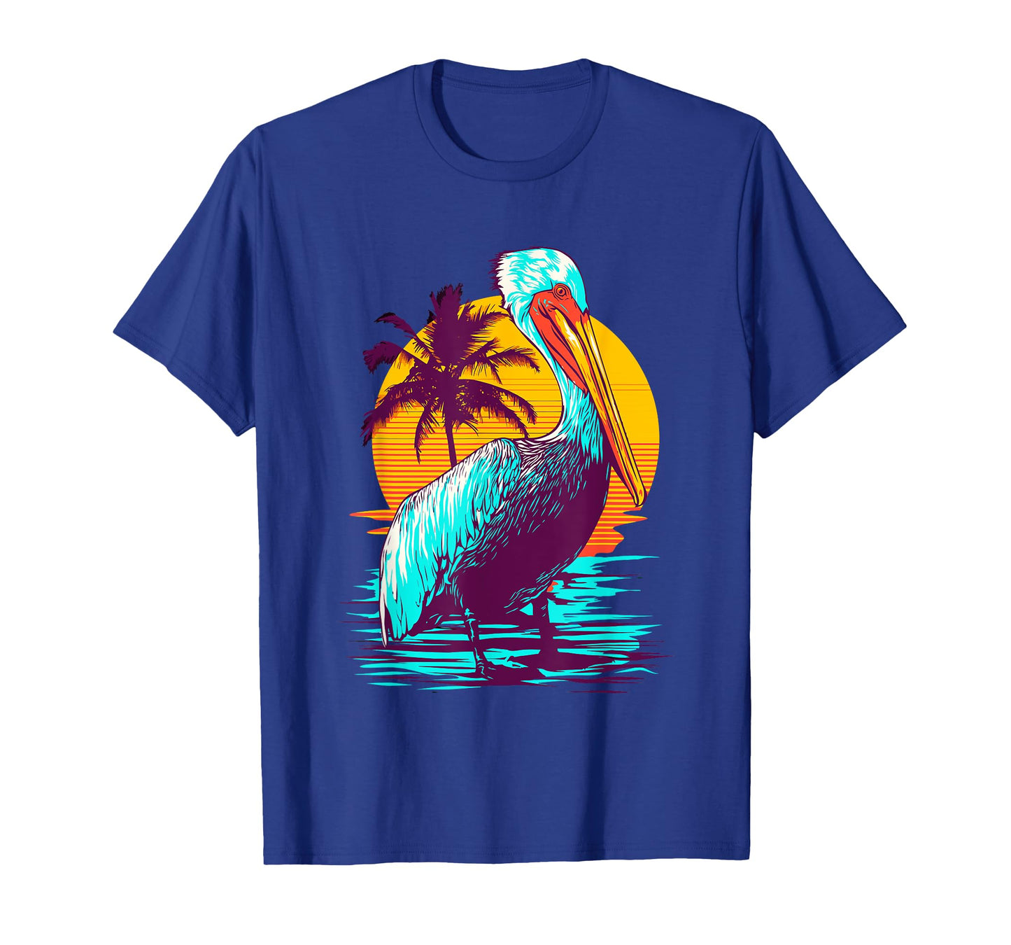 Bird Wildlife Animal Beautiful Nature Vintage Tropical Animal Print Pelican Graphic Tee T-Shirt - Black, Small, Unisex, Classic Fit, Short Sleeve, Cotton 60% Polyester 40%