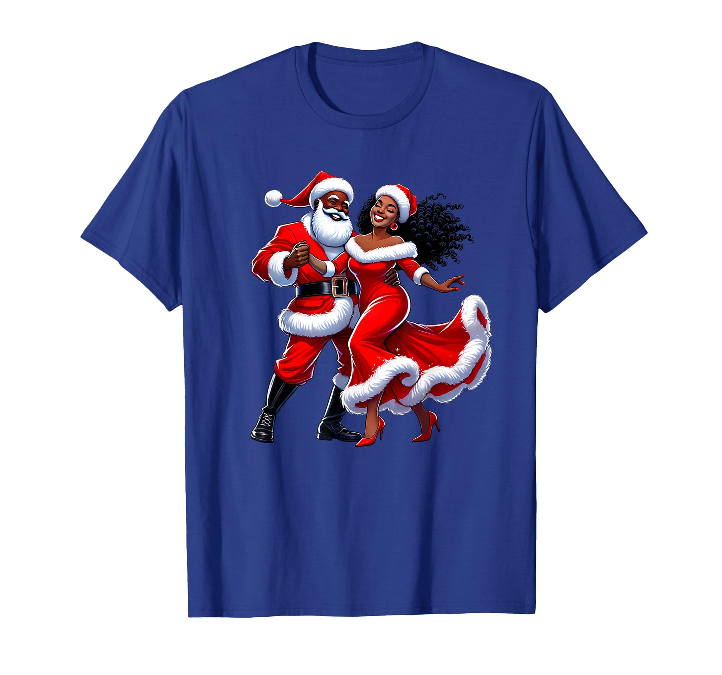 Christmas African Santa Mrs Claus Dancing African American T-Shirt