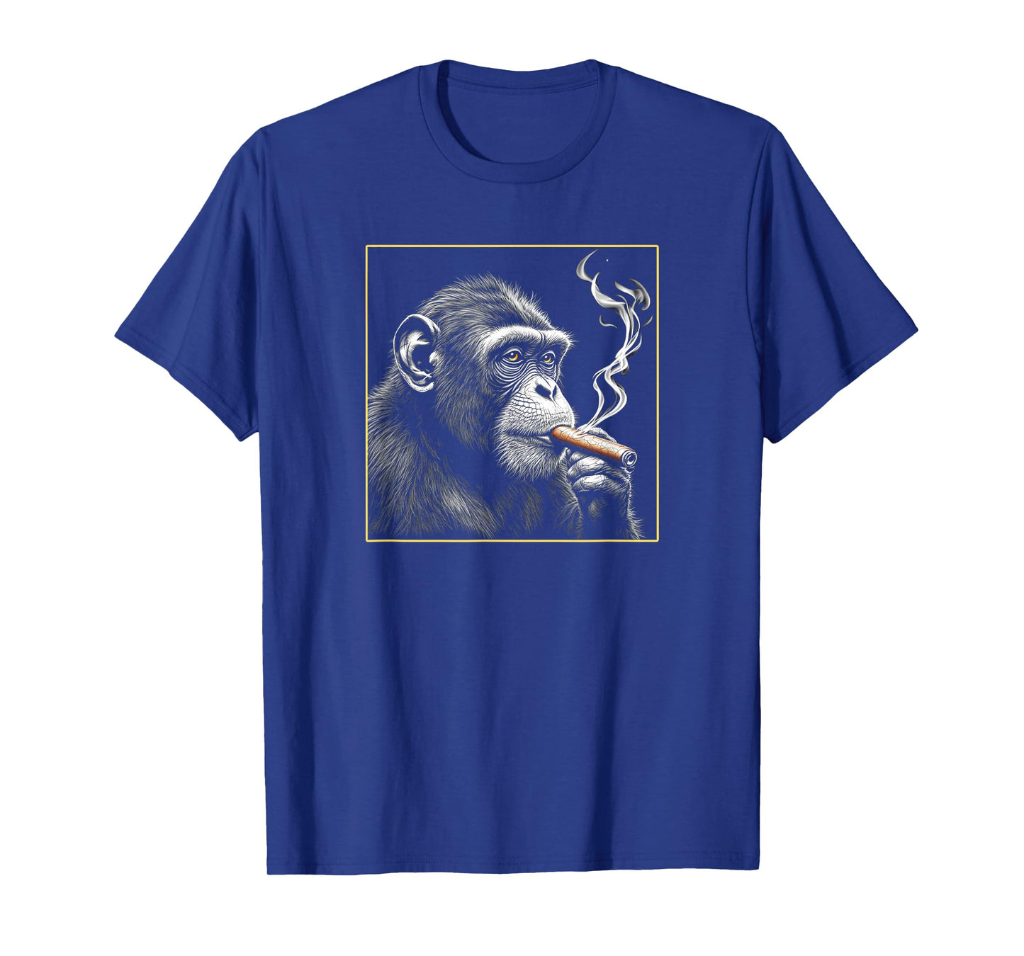 Monkey Smoking a Cigar, Funny Zoo Ape Animal Art Graphic T-Shirt