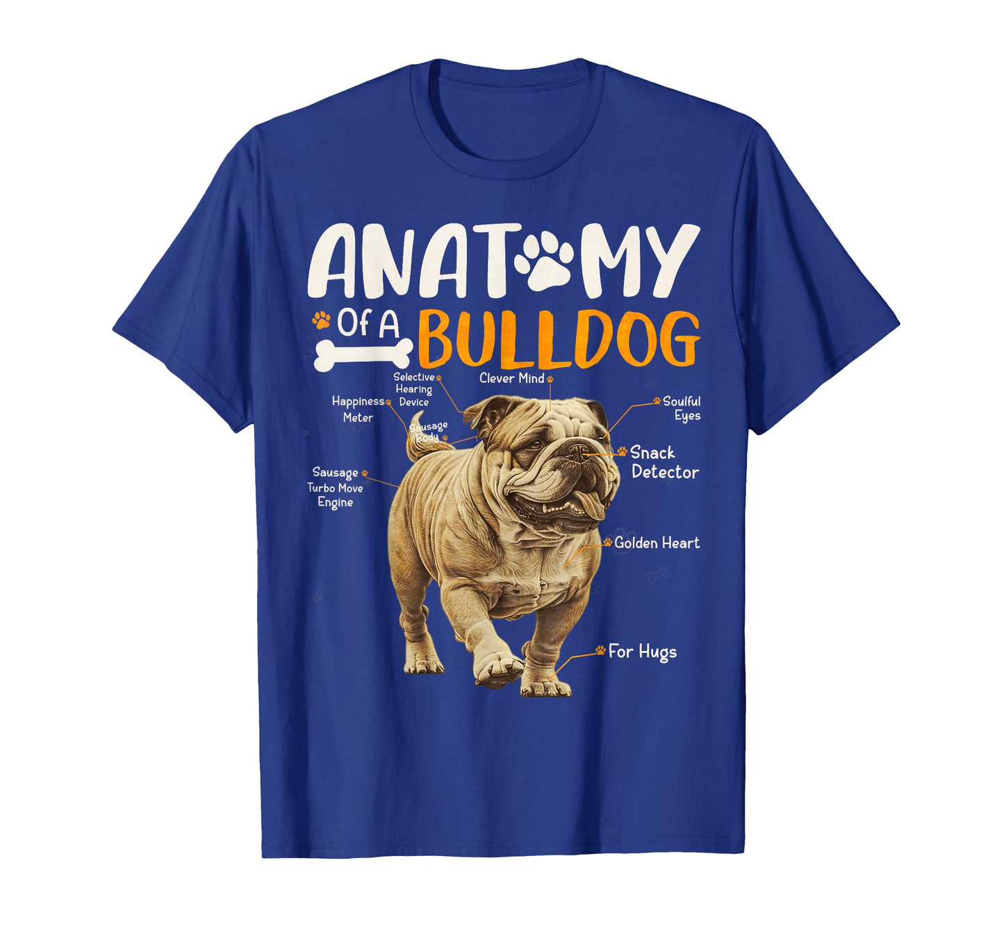 Vintage Anatomy Of A Bulldog Dog Funny Puppy Pet Lover T-Shirt